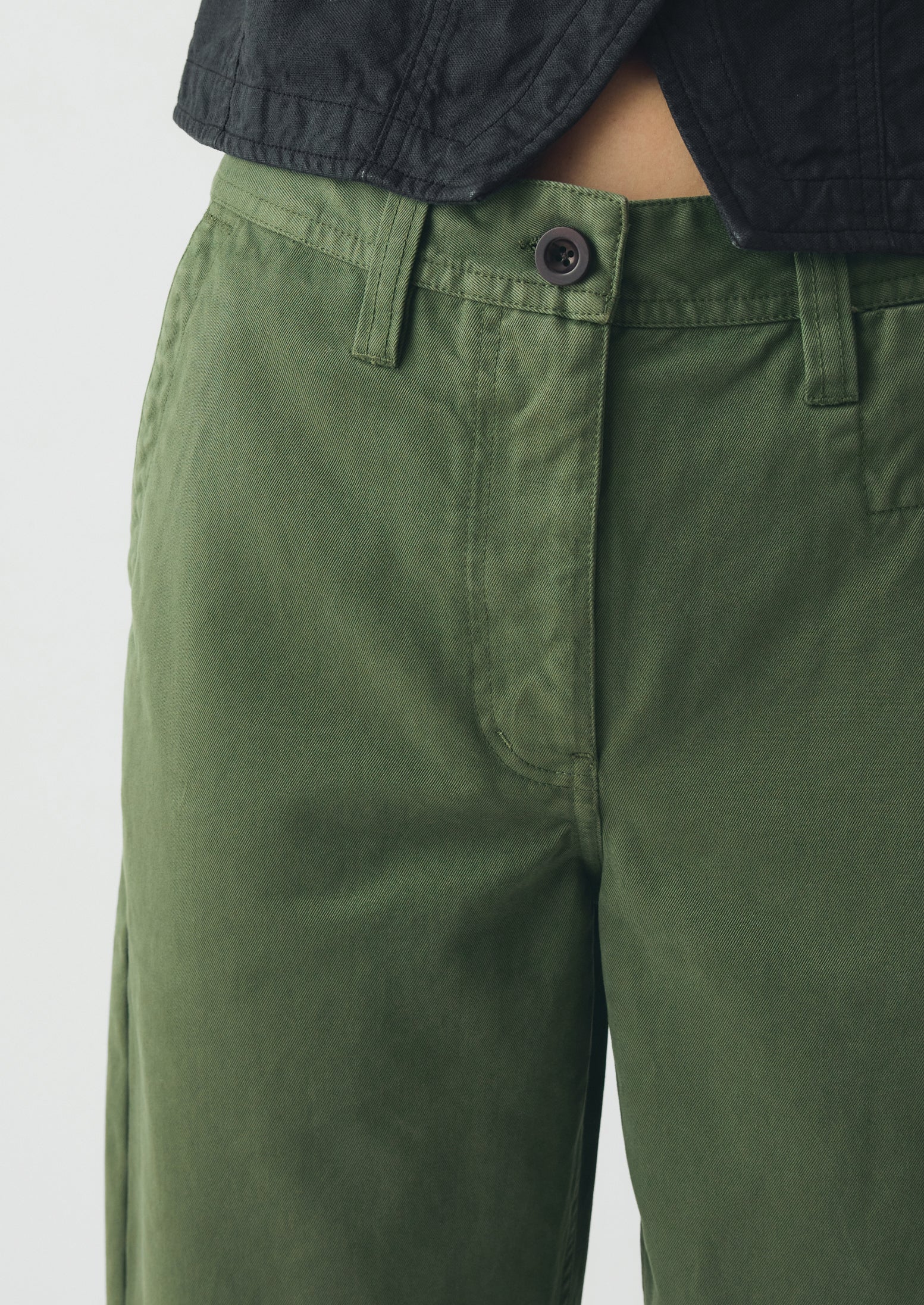 Garment Dyed Cotton Twill Trousers | Balsam Green - Image 4