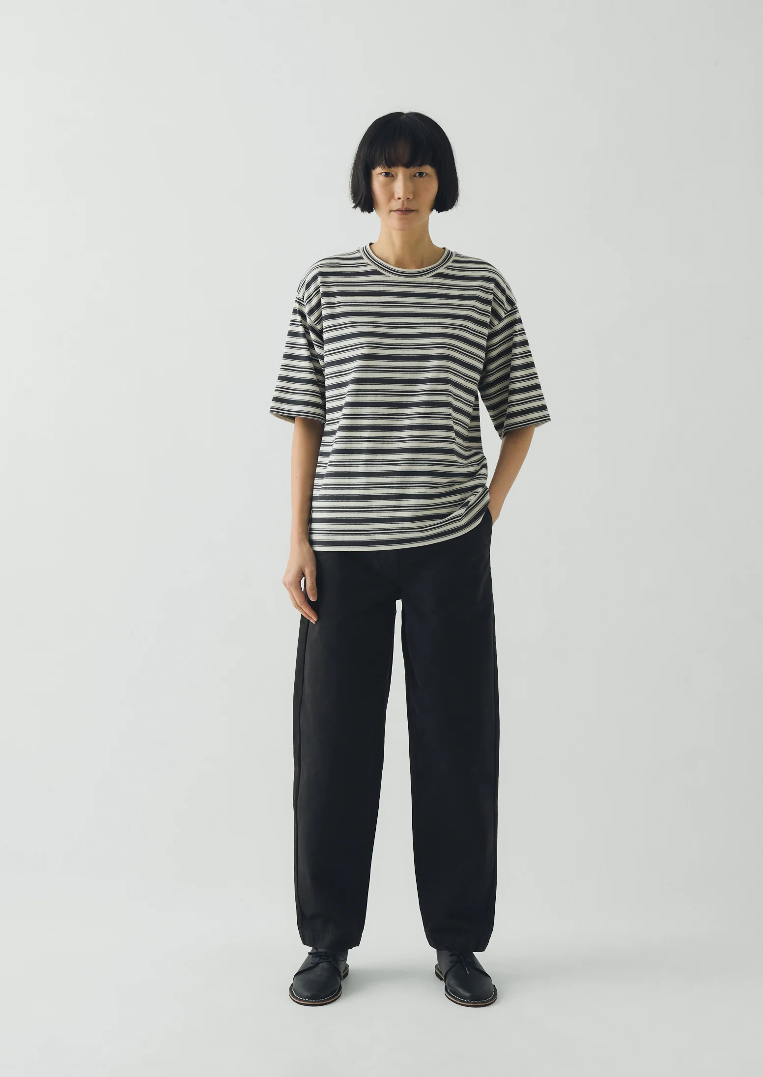 Garment Dyed Cotton Twill Trousers | Soft Black - Image 2