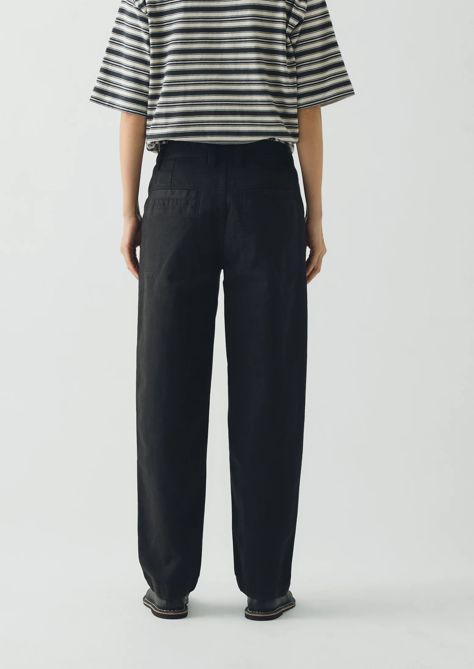 Garment Dyed Cotton Twill Trousers | Soft Black - Image 4