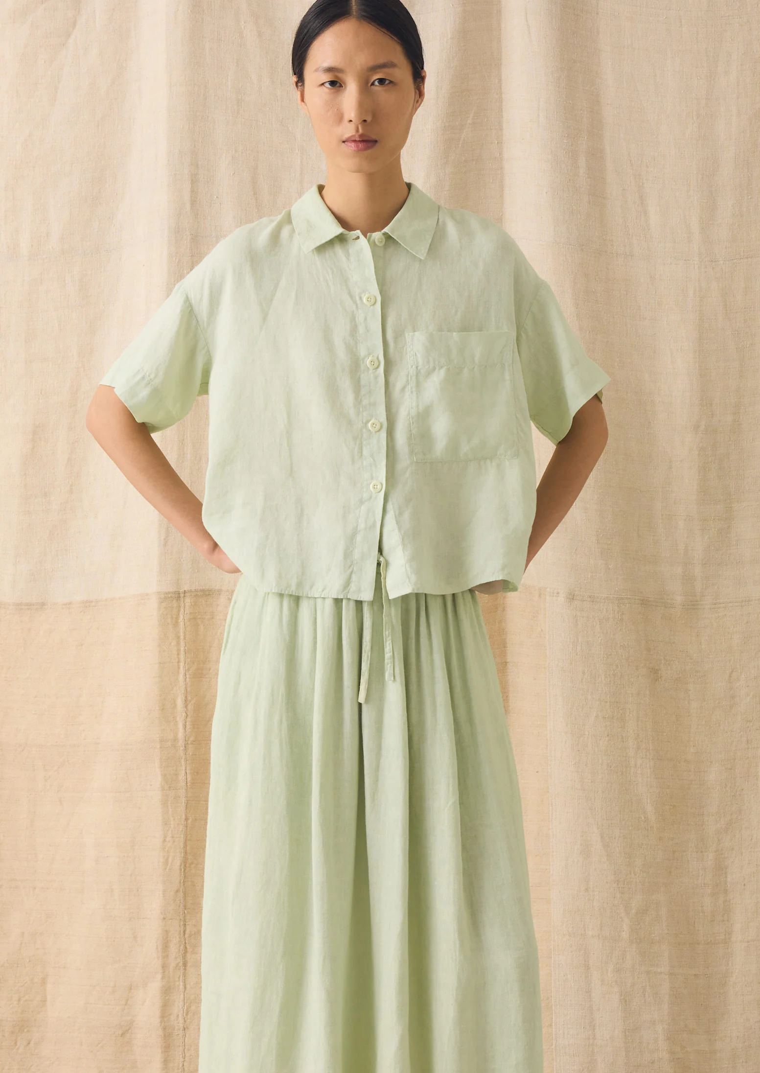 Garment Dyed Lightweight Linen Shirt | Mint Tea - Image 2