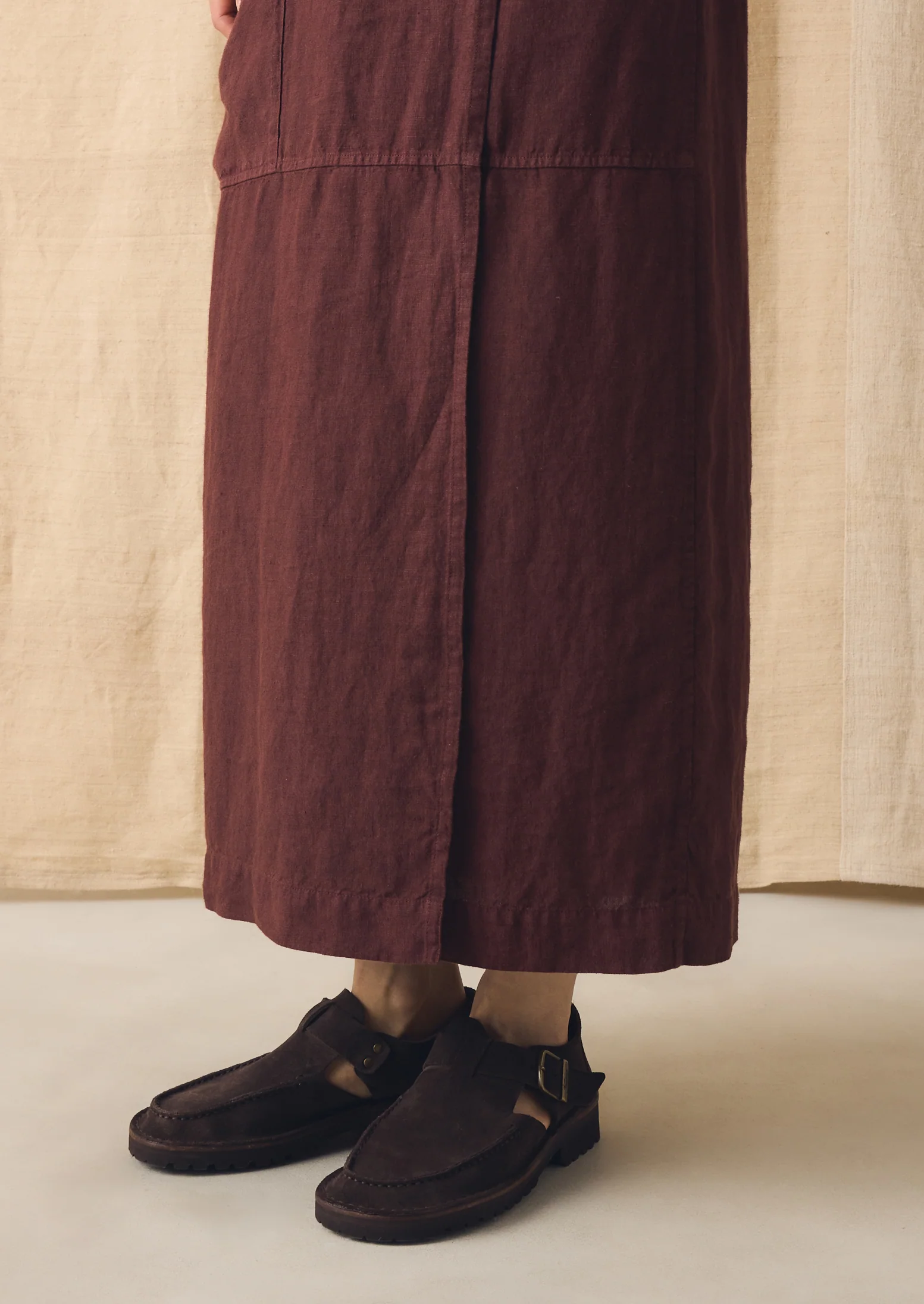 Garment Dyed Linen Apron Skirt | Fig - Image 4