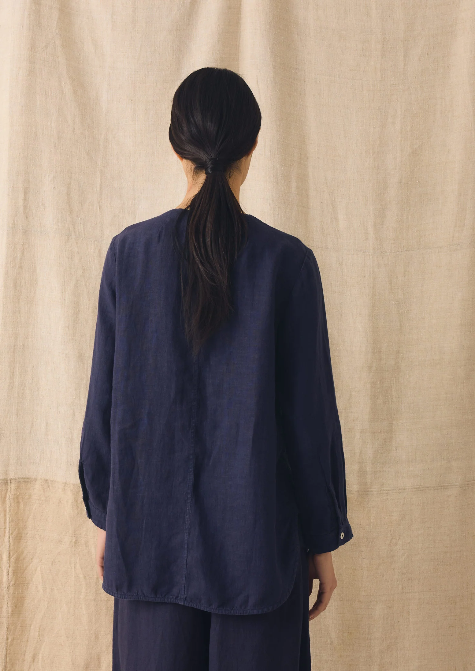 Garment Dyed Linen Chef Shirt | Blueberry - Image 4