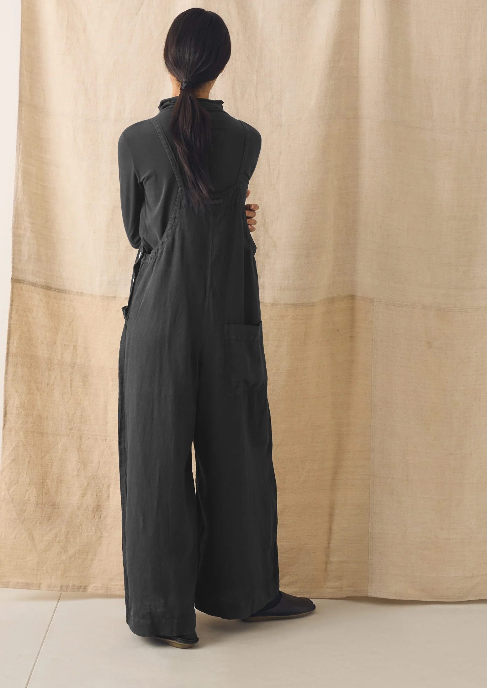 Garment Dyed Linen Pocket Jumpsuit | Black Pepper - Image 4