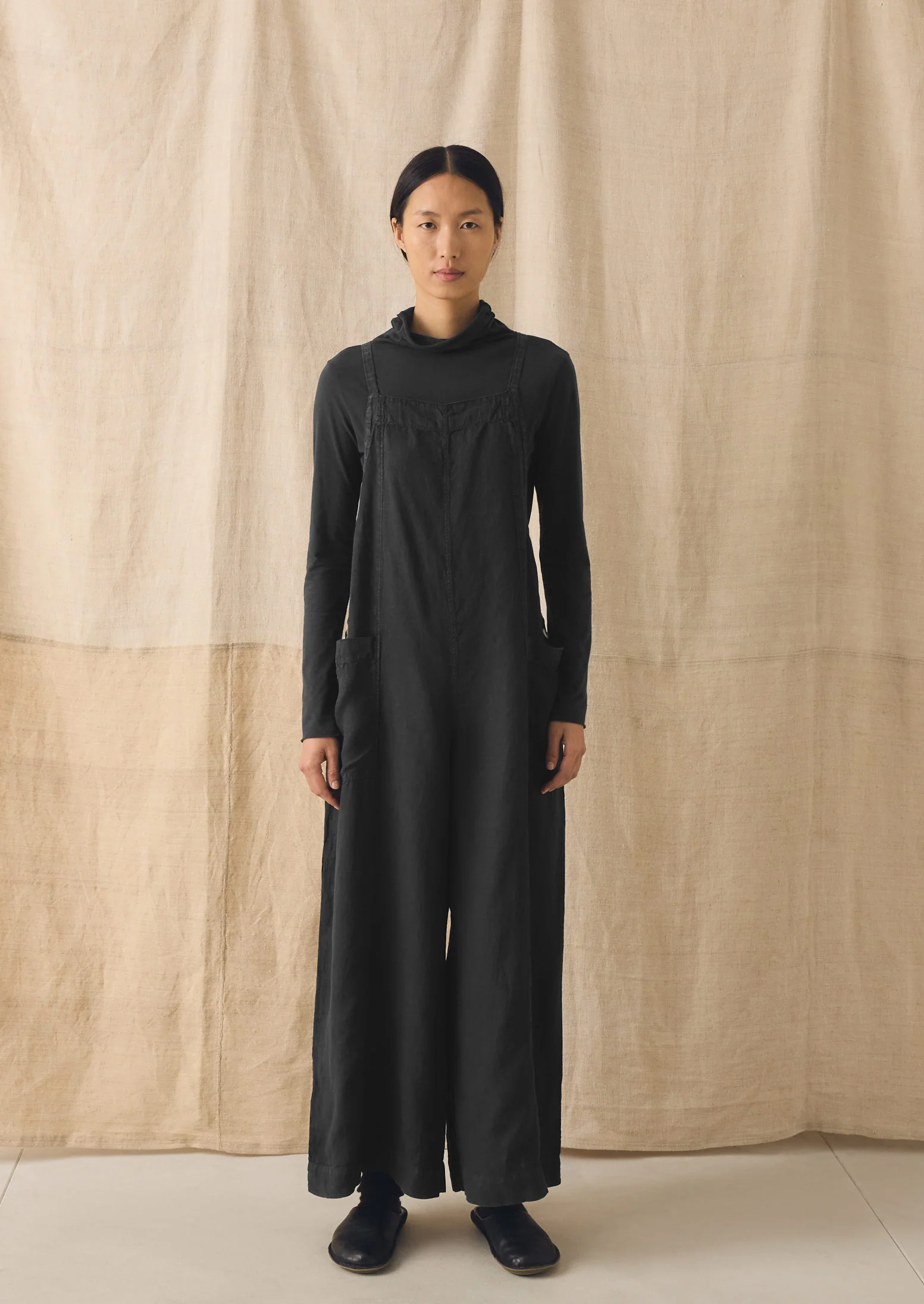 Garment Dyed Linen Pocket Jumpsuit | Black Pepper - Image 5