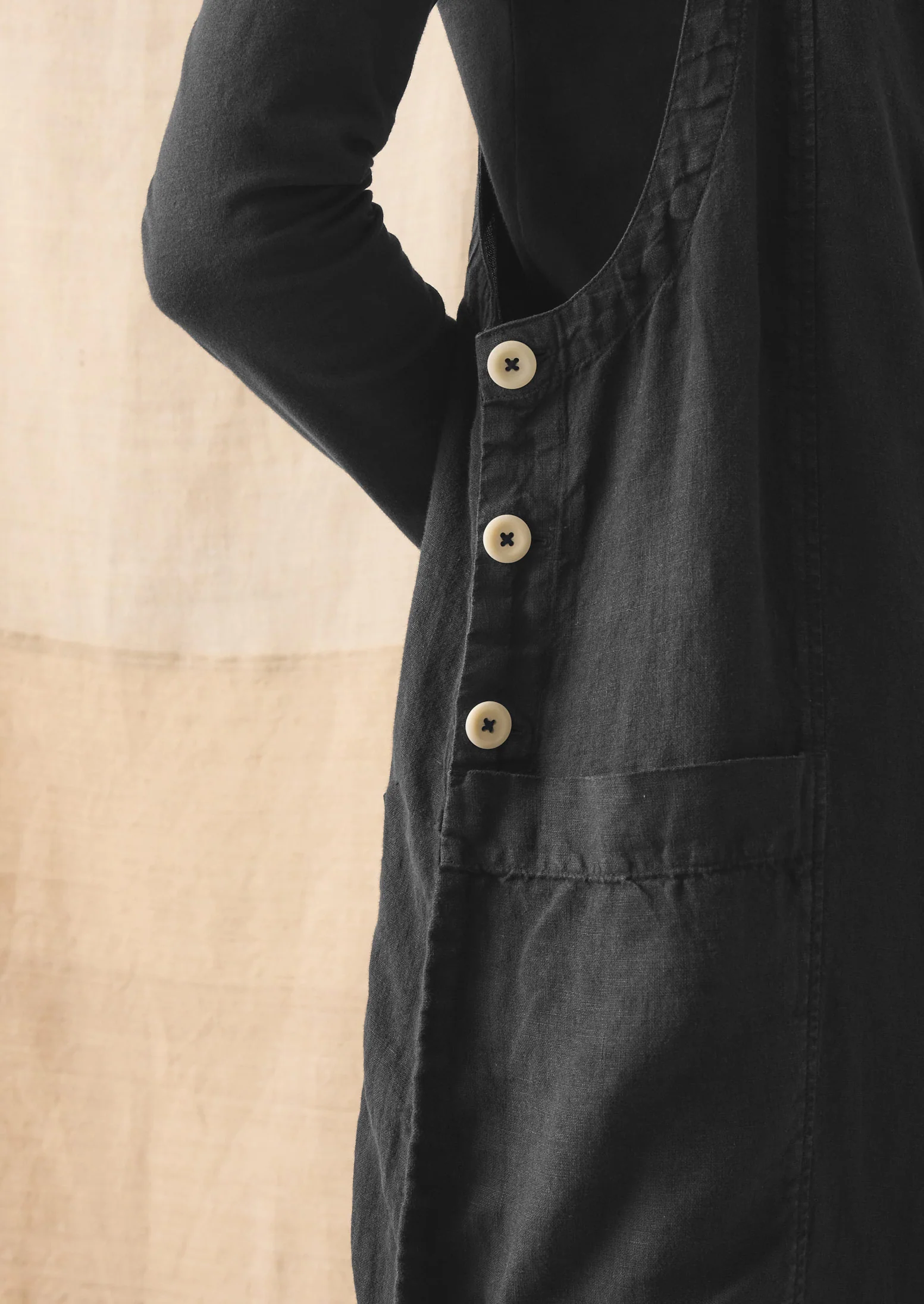 Garment Dyed Linen Pocket Jumpsuit | Black Pepper - Image 6