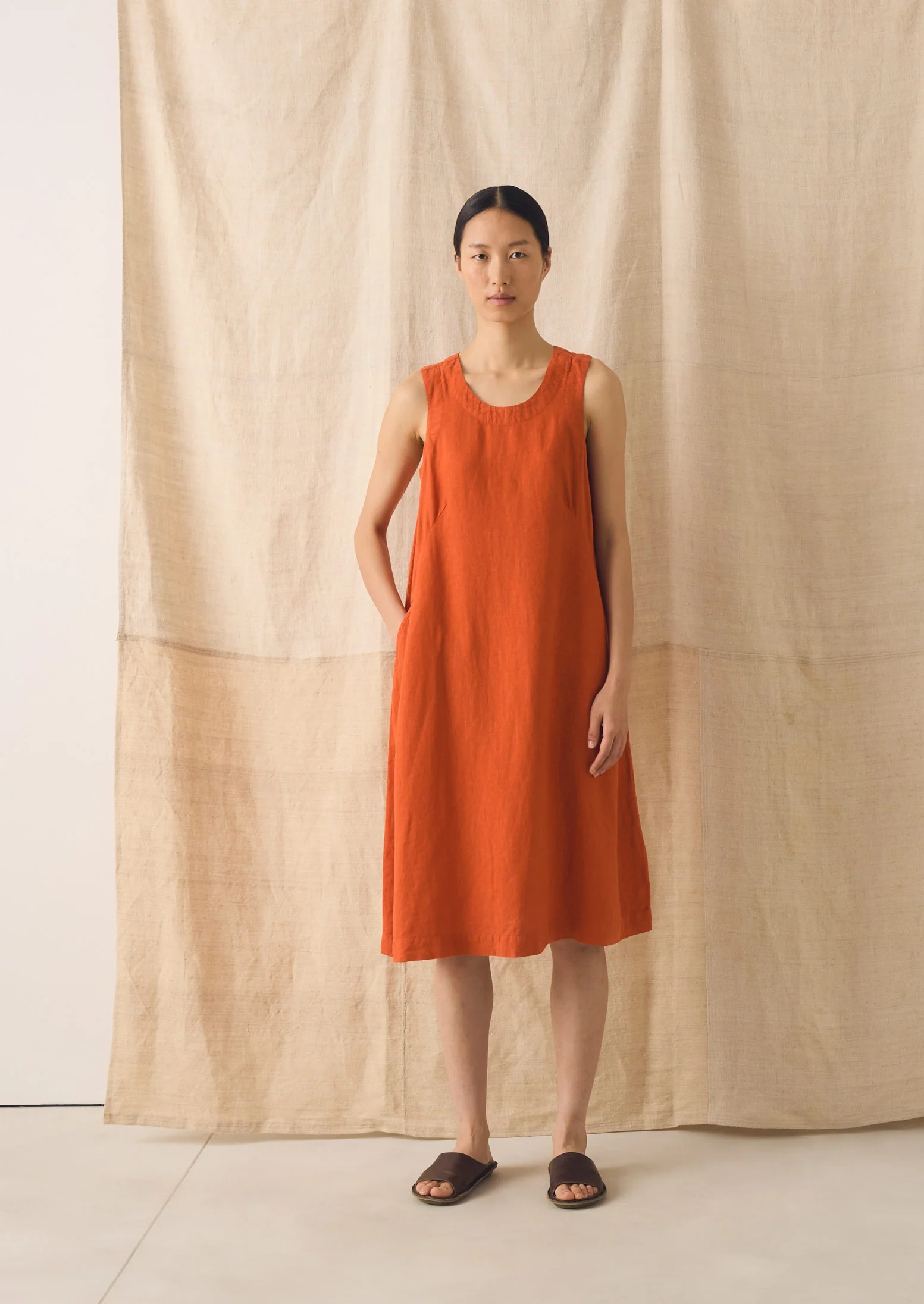 Garment Dyed Linen Shift Dress | Red Chilli - Image 2