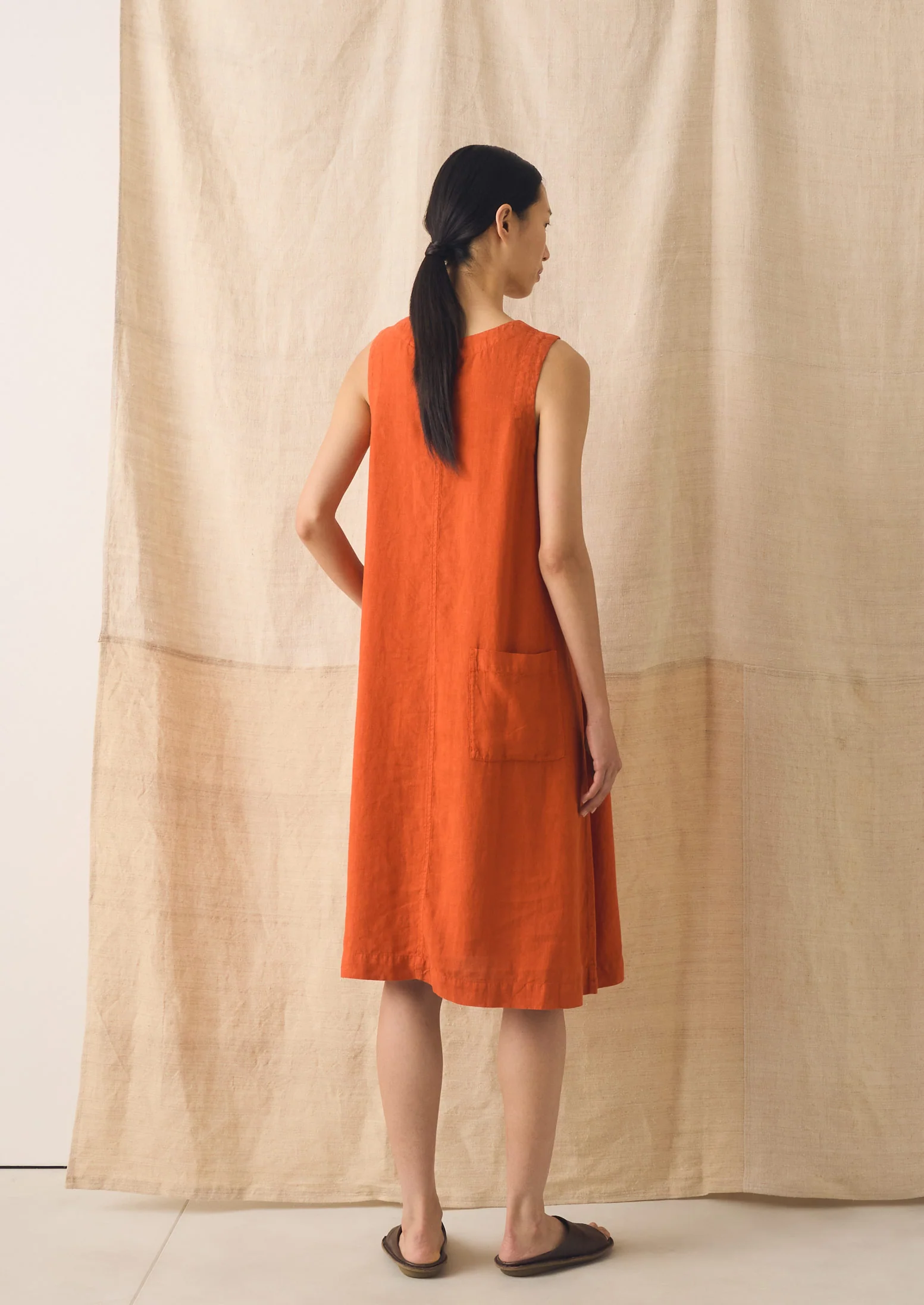 Garment Dyed Linen Shift Dress | Red Chilli - Image 3