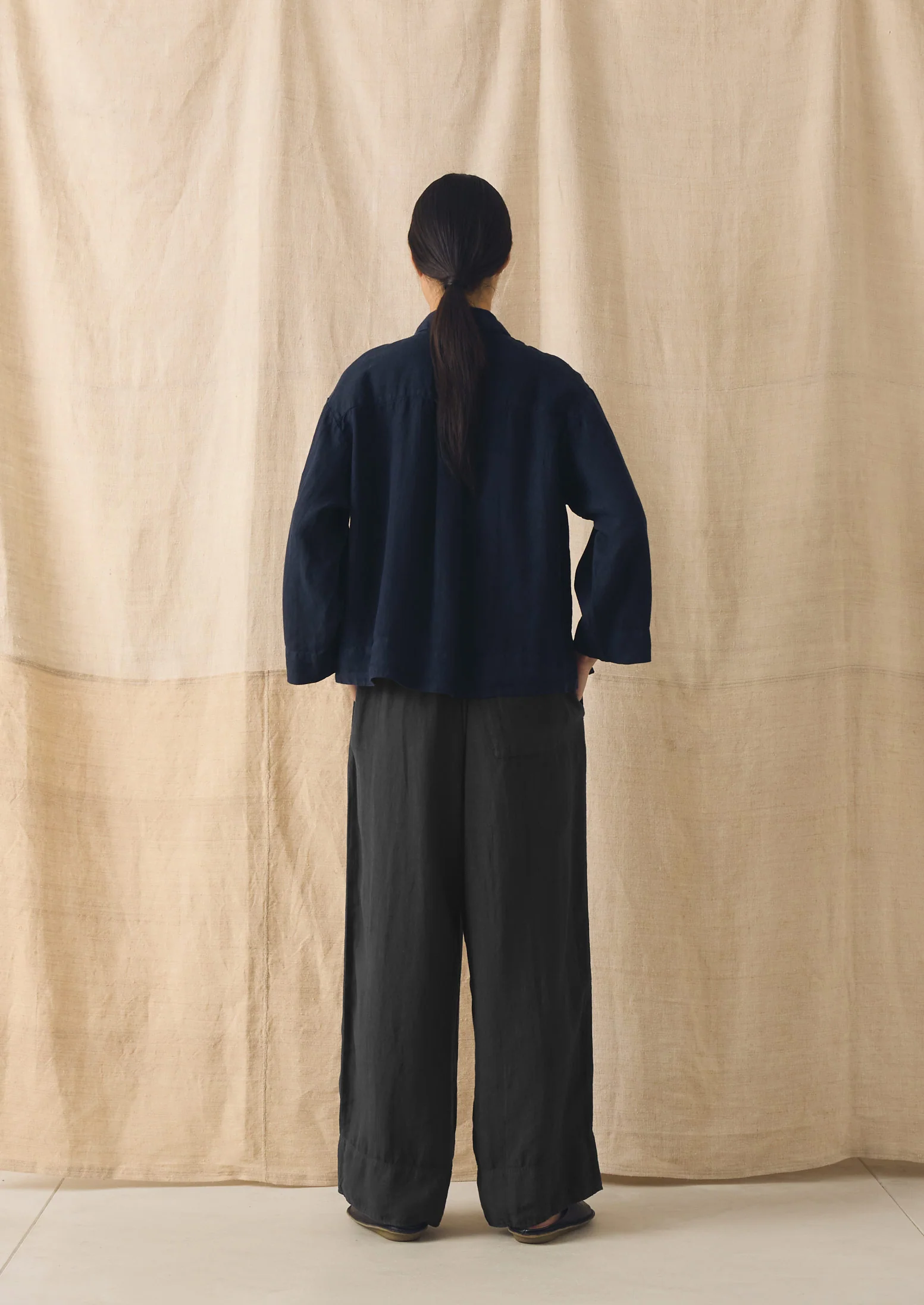 Garment Dyed Linen Shirt | Midnight - Image 5