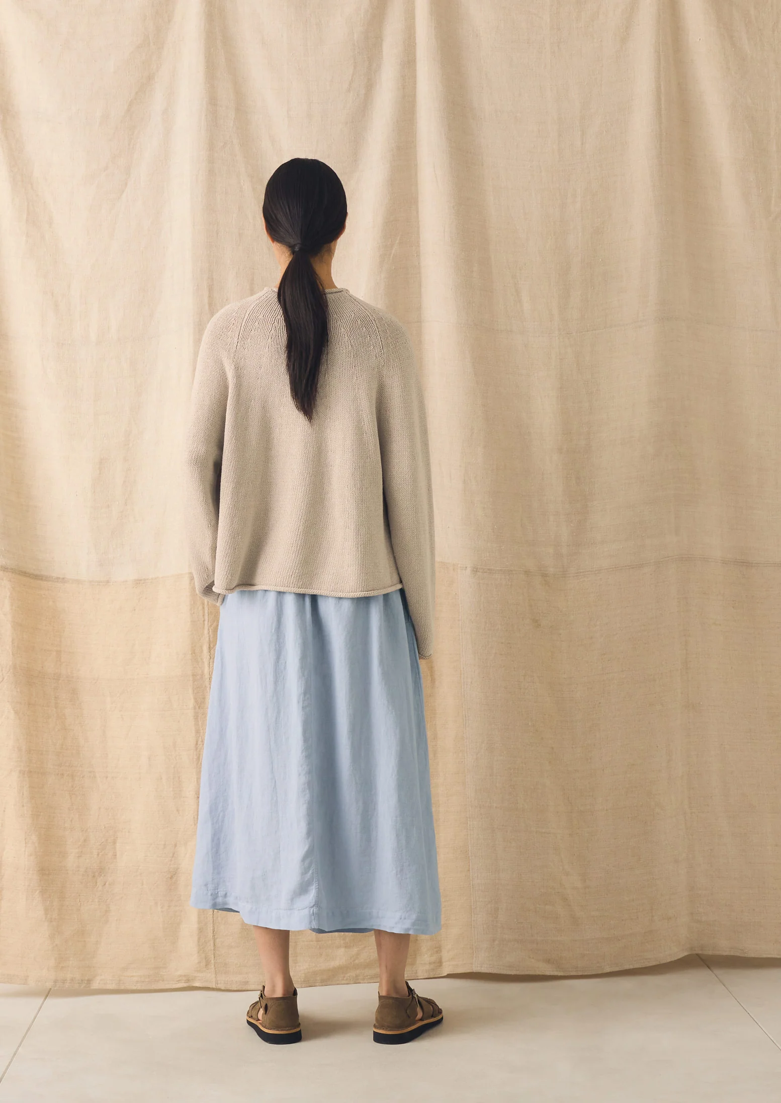 Garment Dyed Linen Skirt | Egg Blue - Image 4