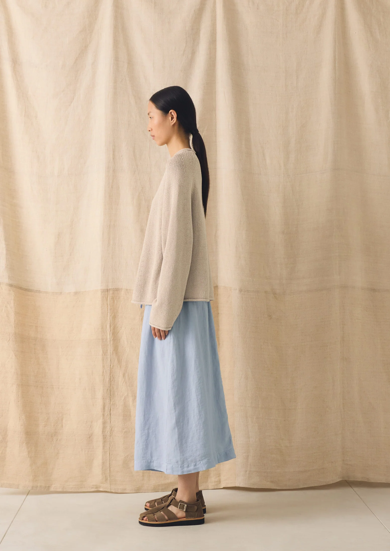Garment Dyed Linen Skirt | Egg Blue - Image 5