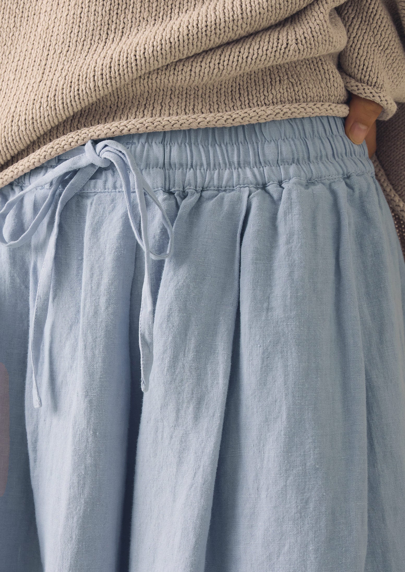Garment Dyed Linen Skirt | Egg Blue - Image 6