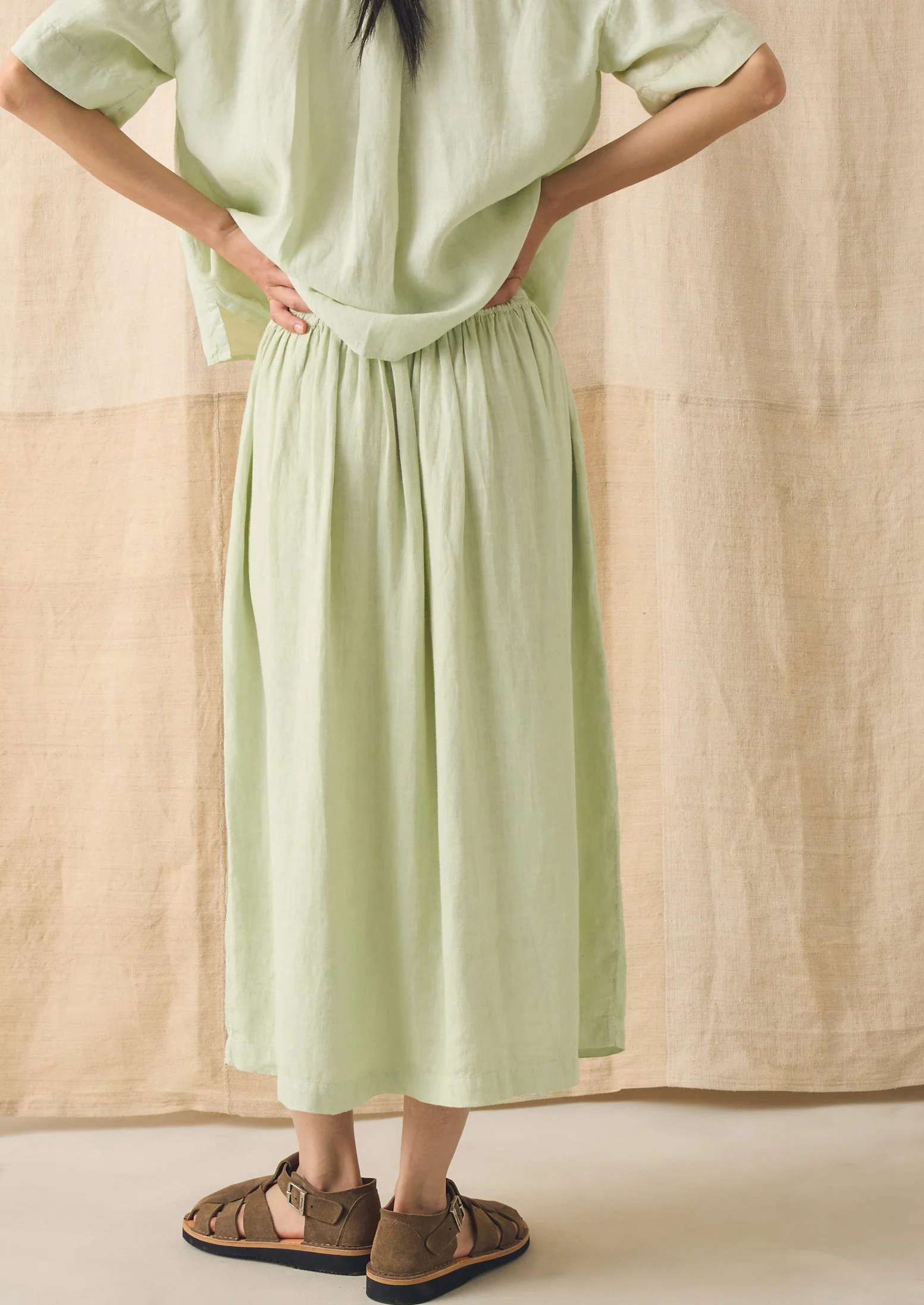 Garment Dyed Linen Skirt | Mint Tea - Image 3