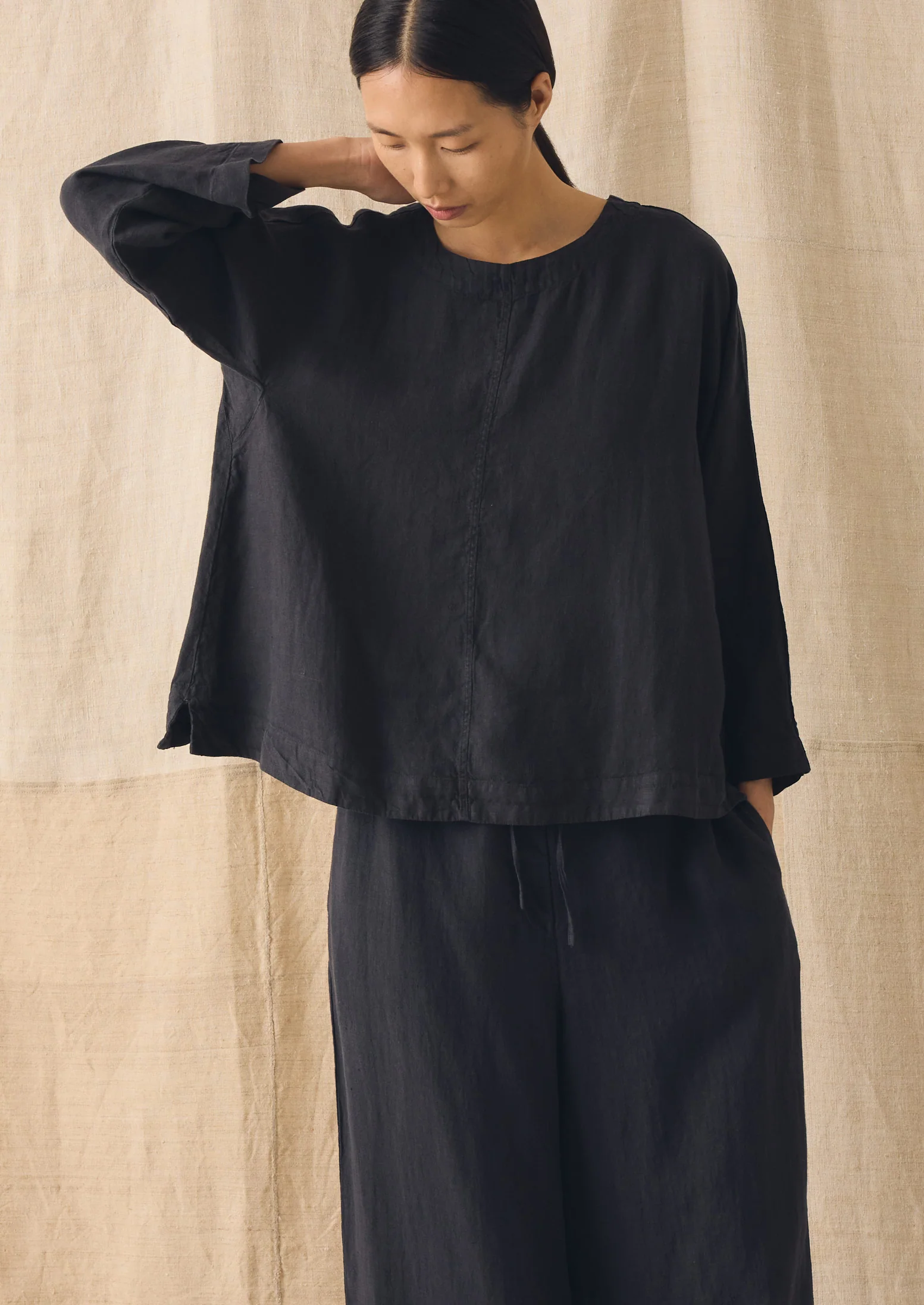 Garment Dyed Linen Top | Black Pepper - Image 2