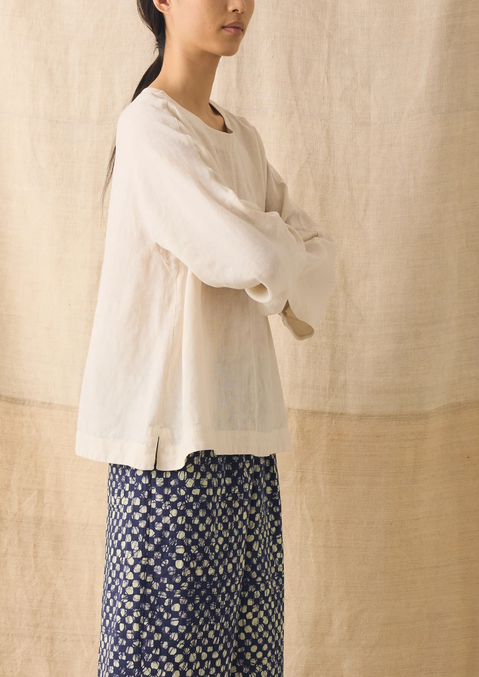 Garment Dyed Linen Top | Oat - Image 2