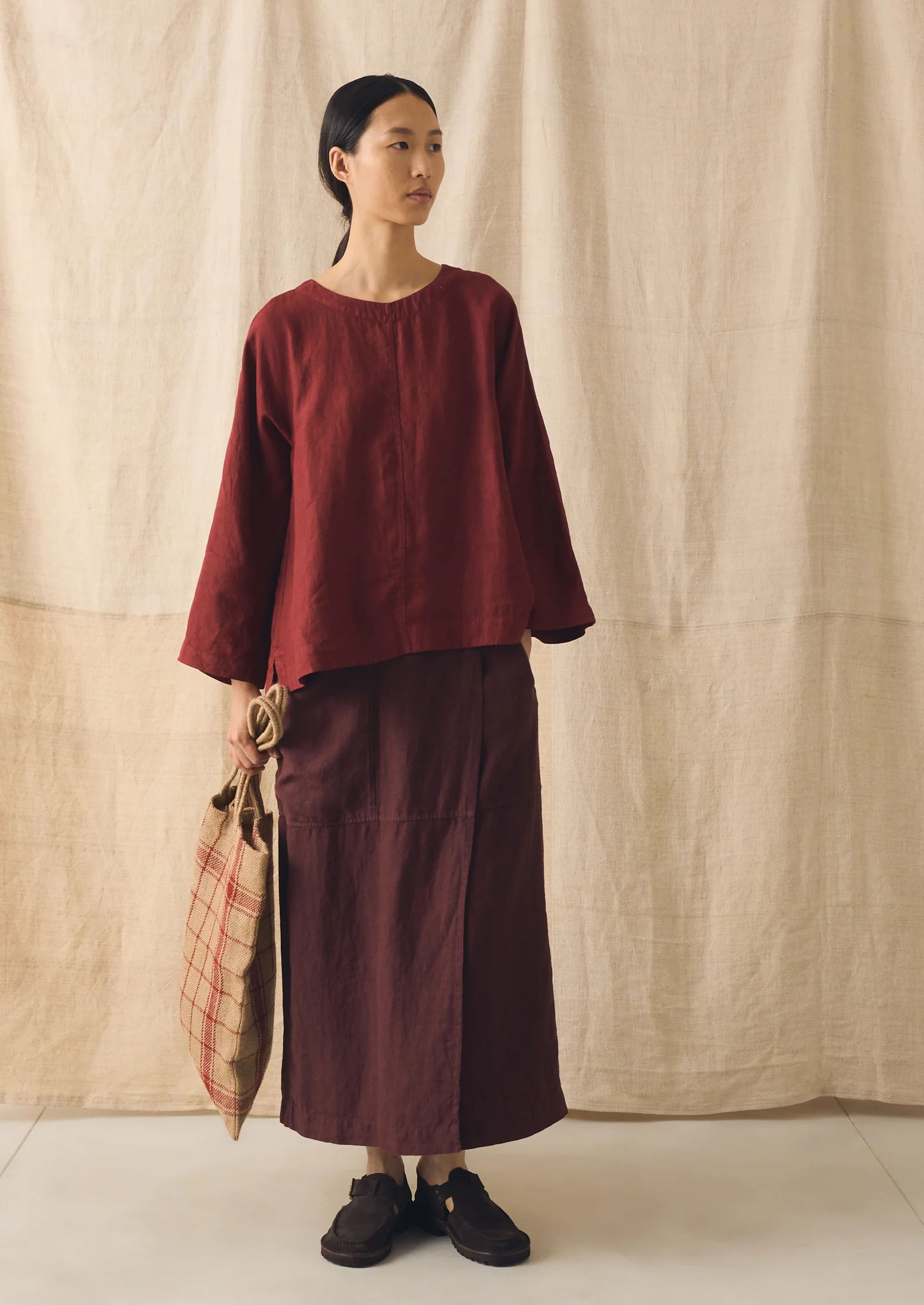 Garment Dyed Linen Top | Tomato Red - Image 2