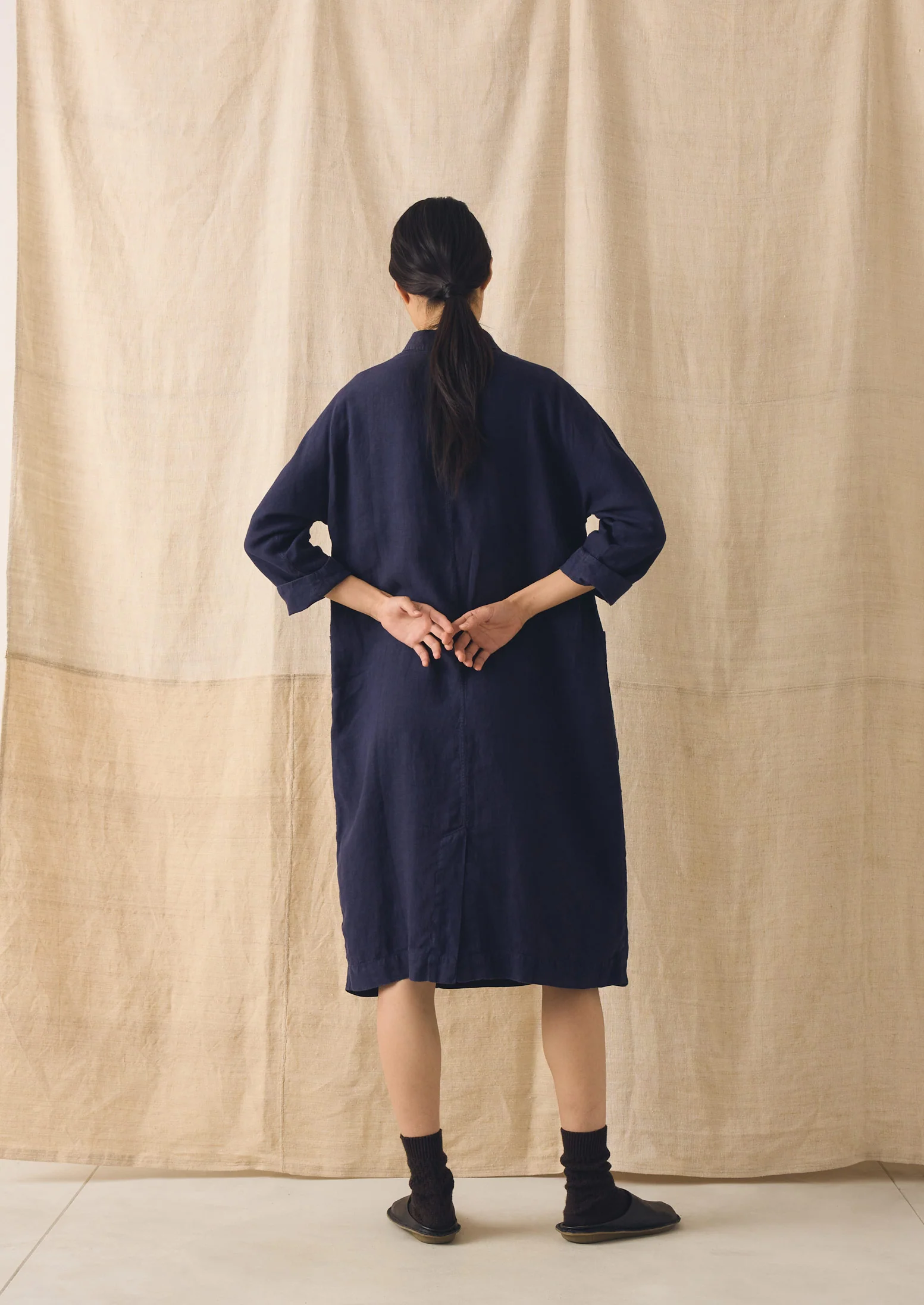 Garment Dyed Linen Tunic Dress | Blueberry - Image 5