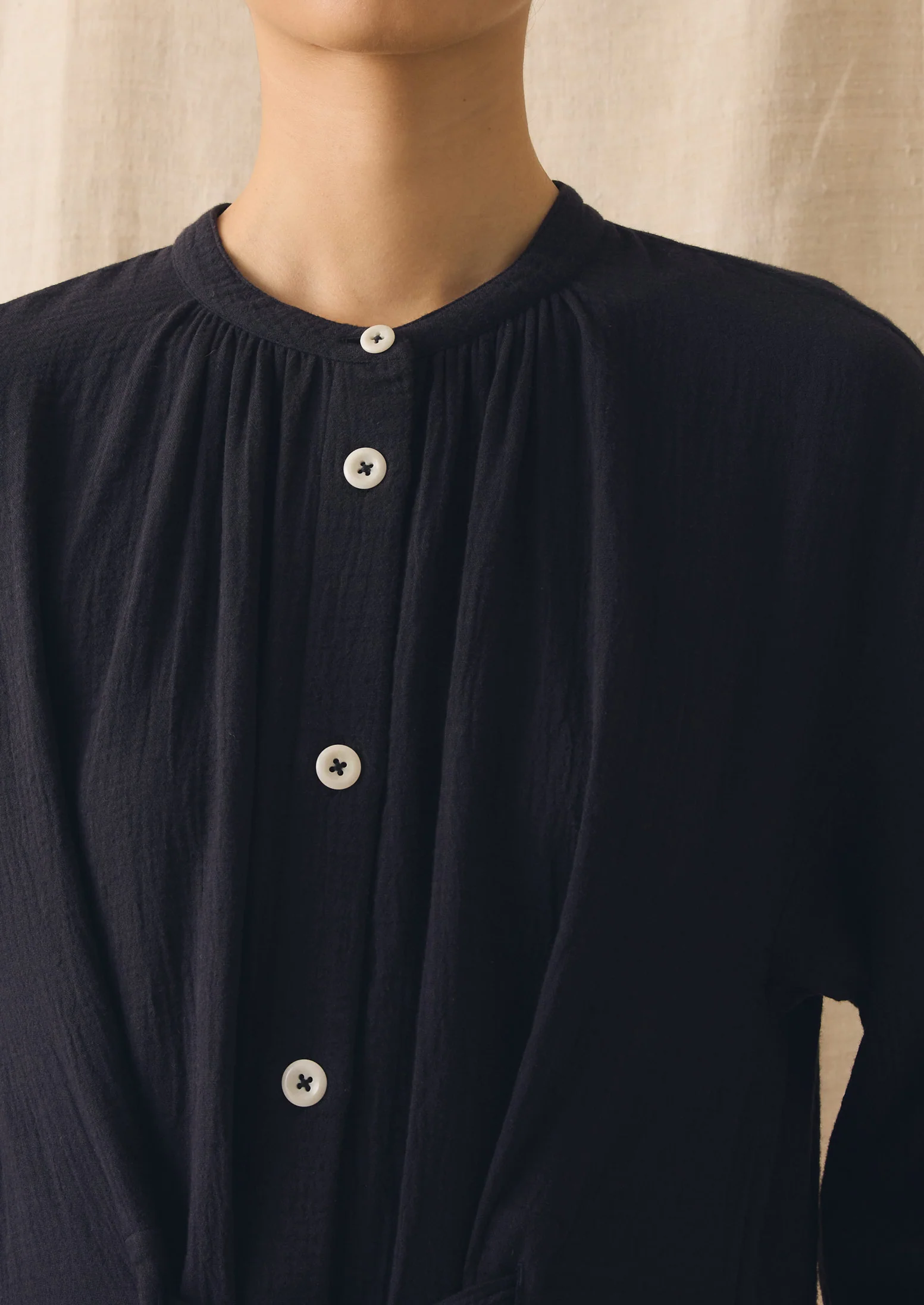 Gathered Crinkle Cotton Gauze Dress | Blackberry - Image 7