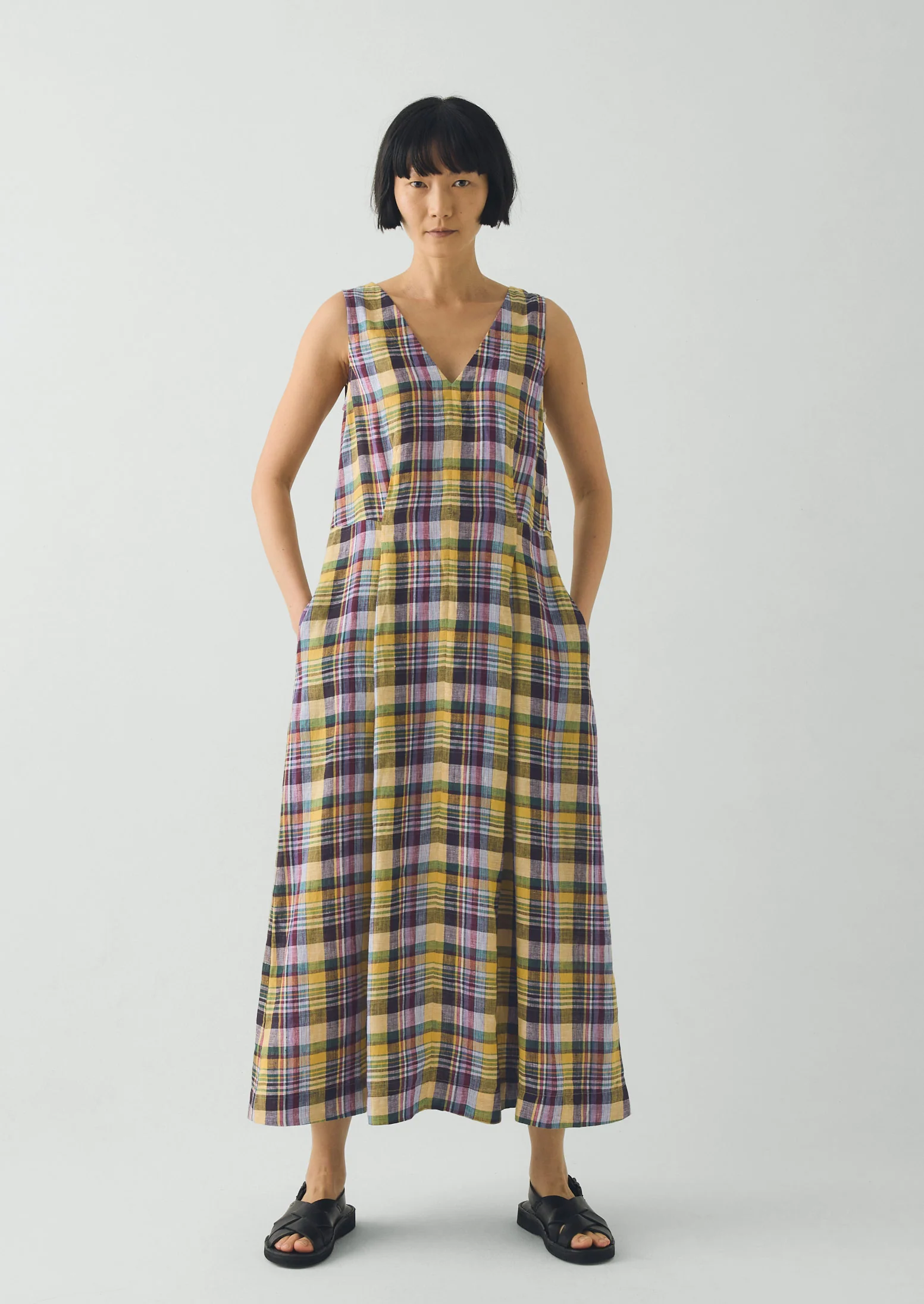 Gelato Check Linen Dress | Multi - Image 2