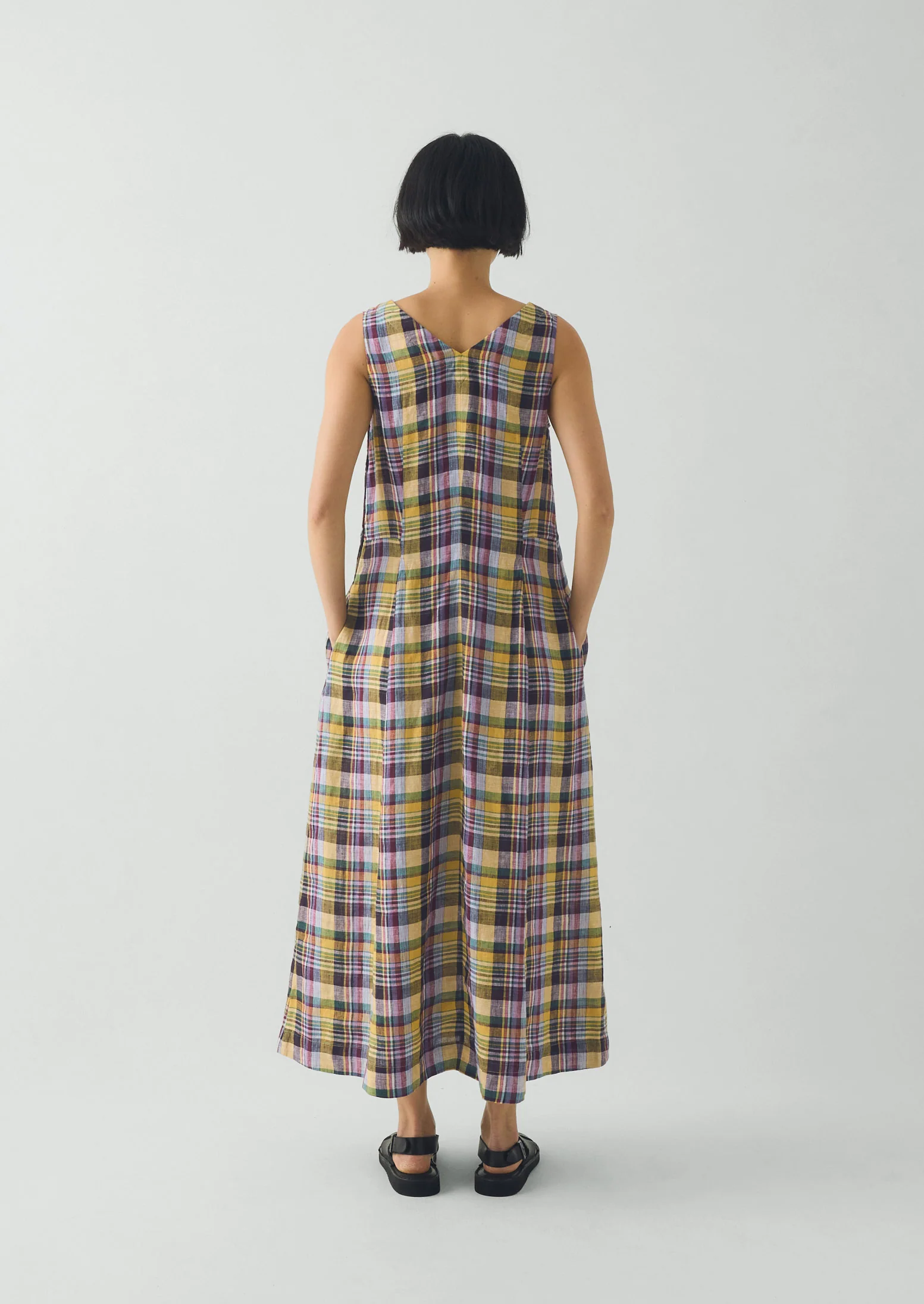 Gelato Check Linen Dress | Multi - Image 4