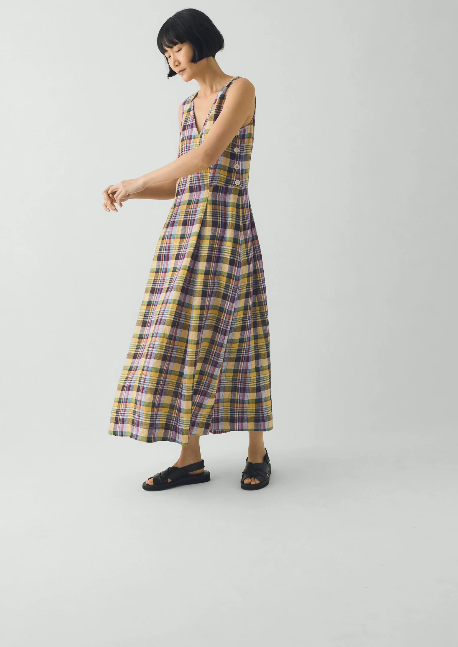 Gelato Check Linen Dress | Multi - Image 5