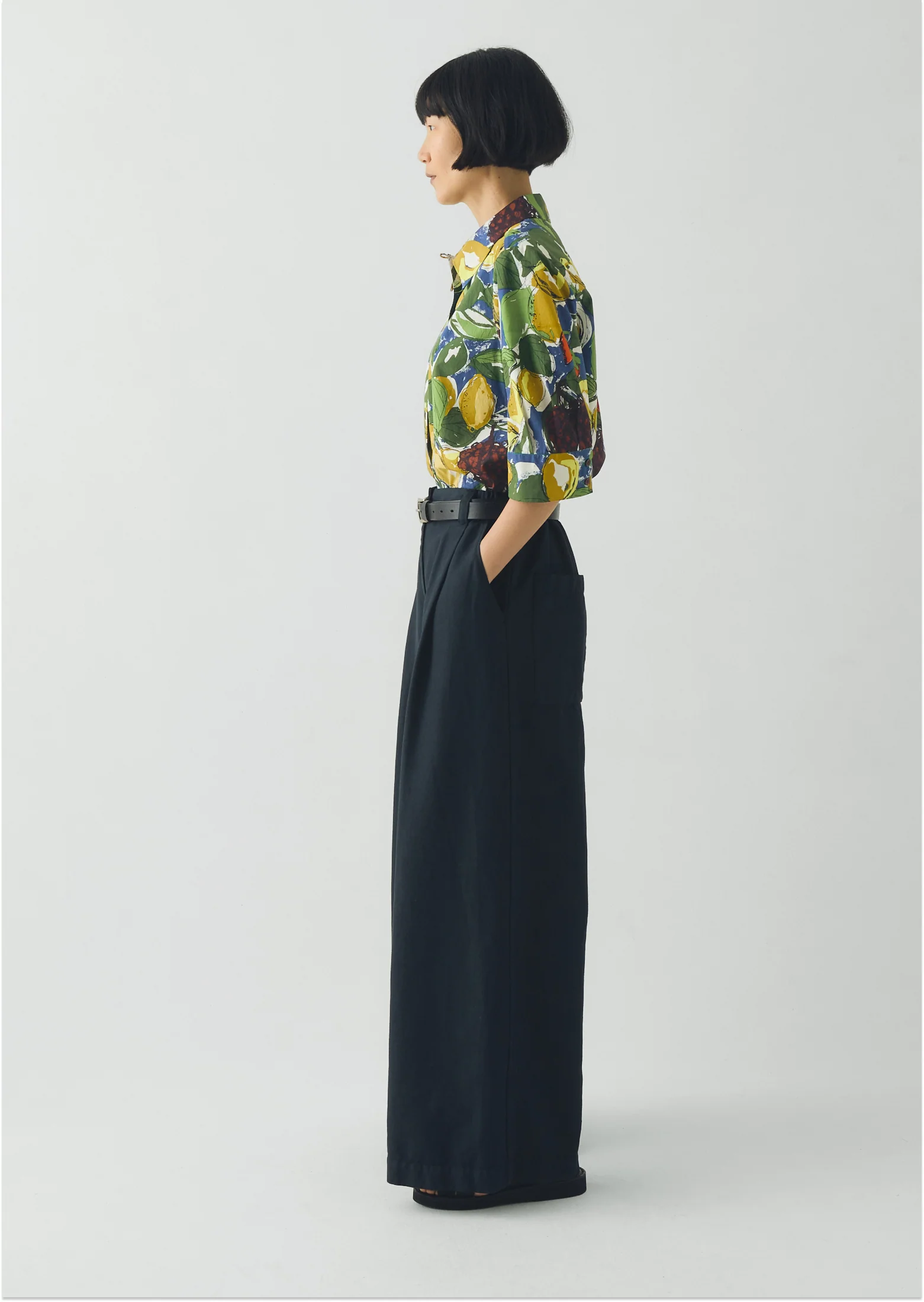 Gia Sketched Fruit Print Shirt | Verdigris/Multi - Image 6