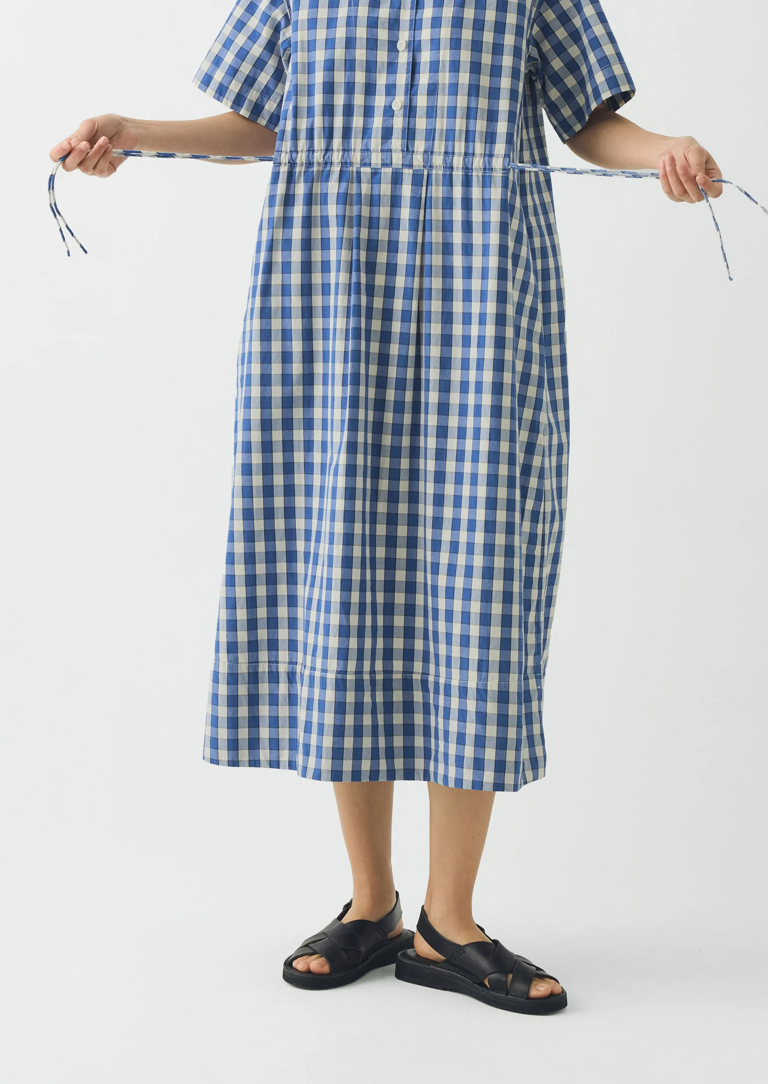 Gingham Check Cotton Dress | Pacific Blue - Image 5