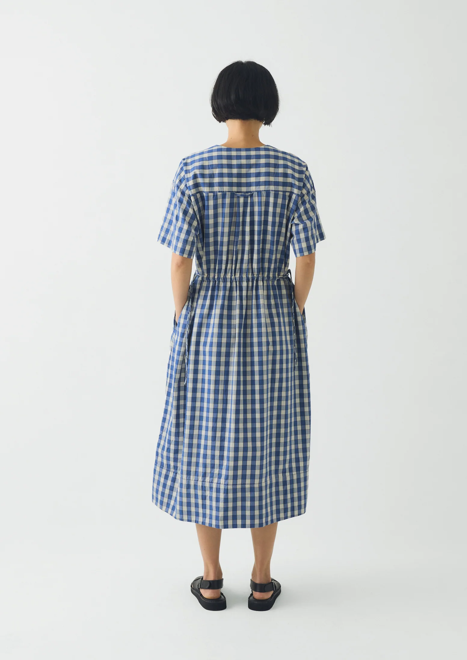 Gingham Check Cotton Dress | Pacific Blue - Image 7