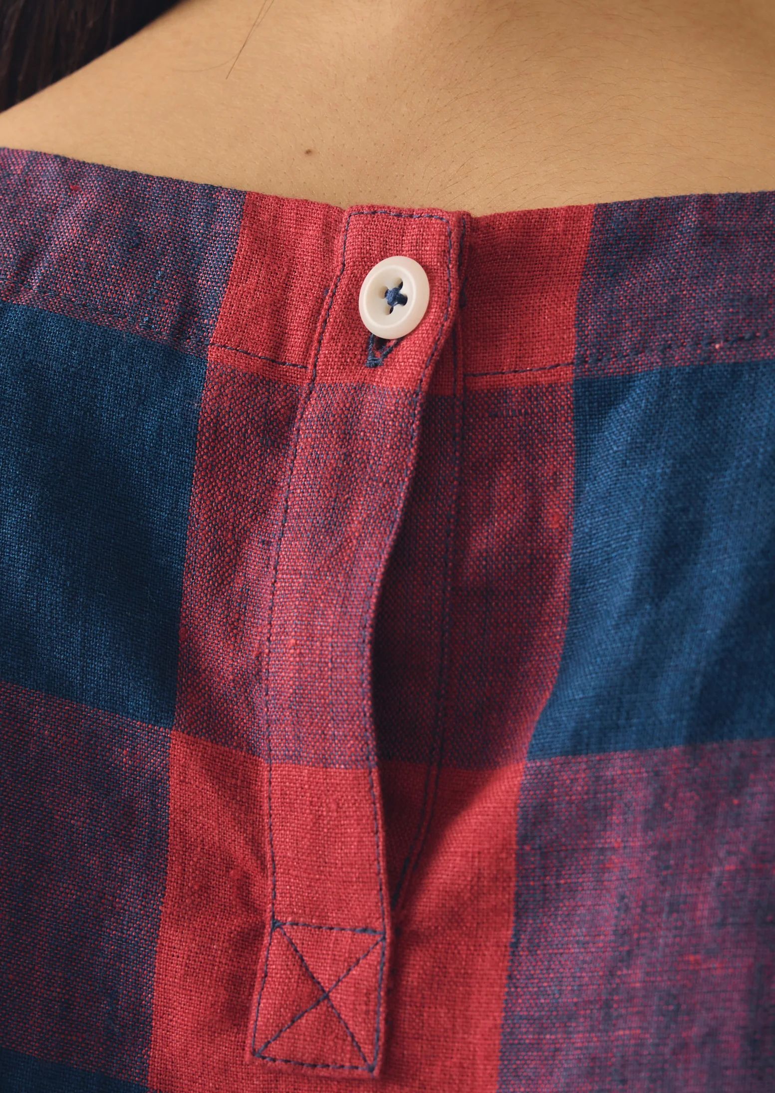 Gingham Check Linen Tank | Raspberry/Blue - Image 6