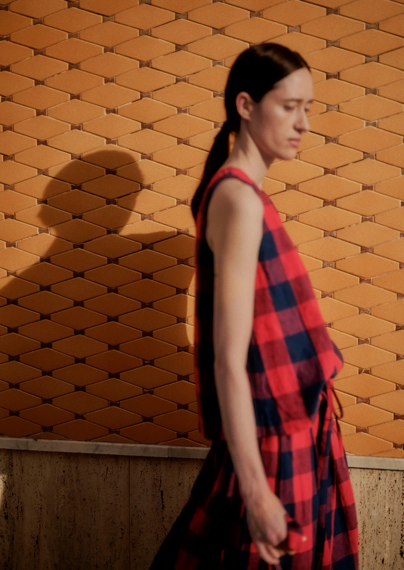 Gingham Check Linen Tank | Raspberry/Blue - Image 8