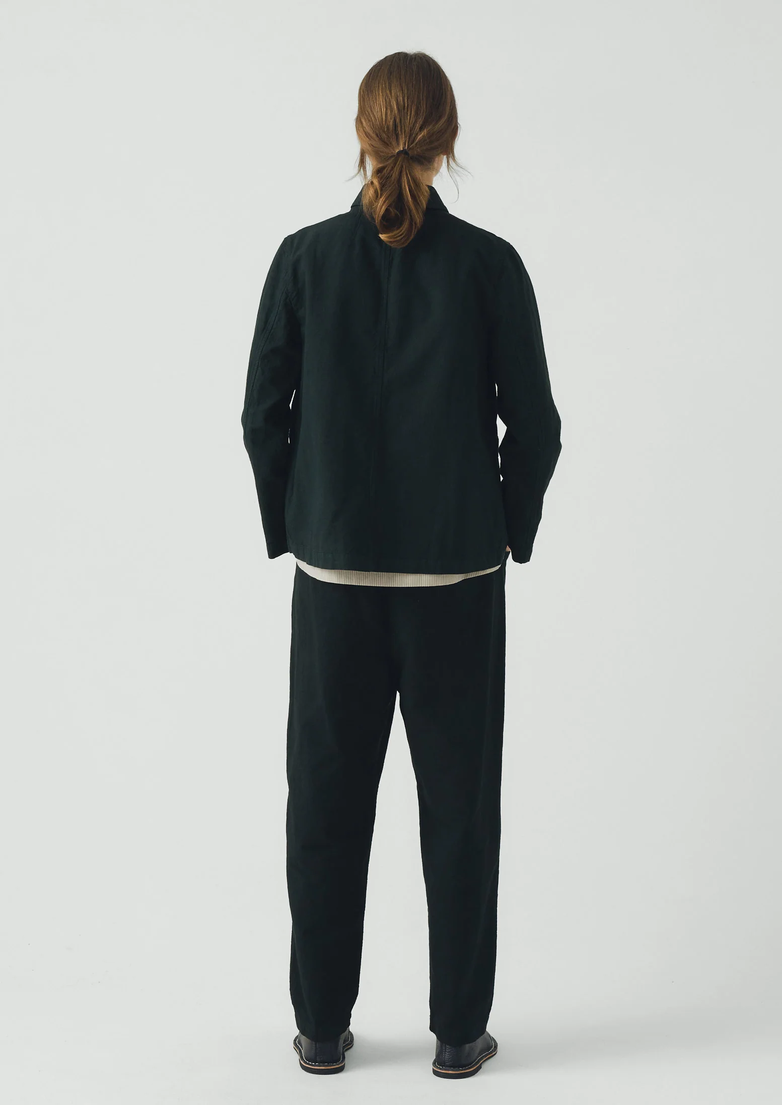 Hal Micro Houndstooth Cotton Linen Workwear Jacket | Oil Green - Image 4