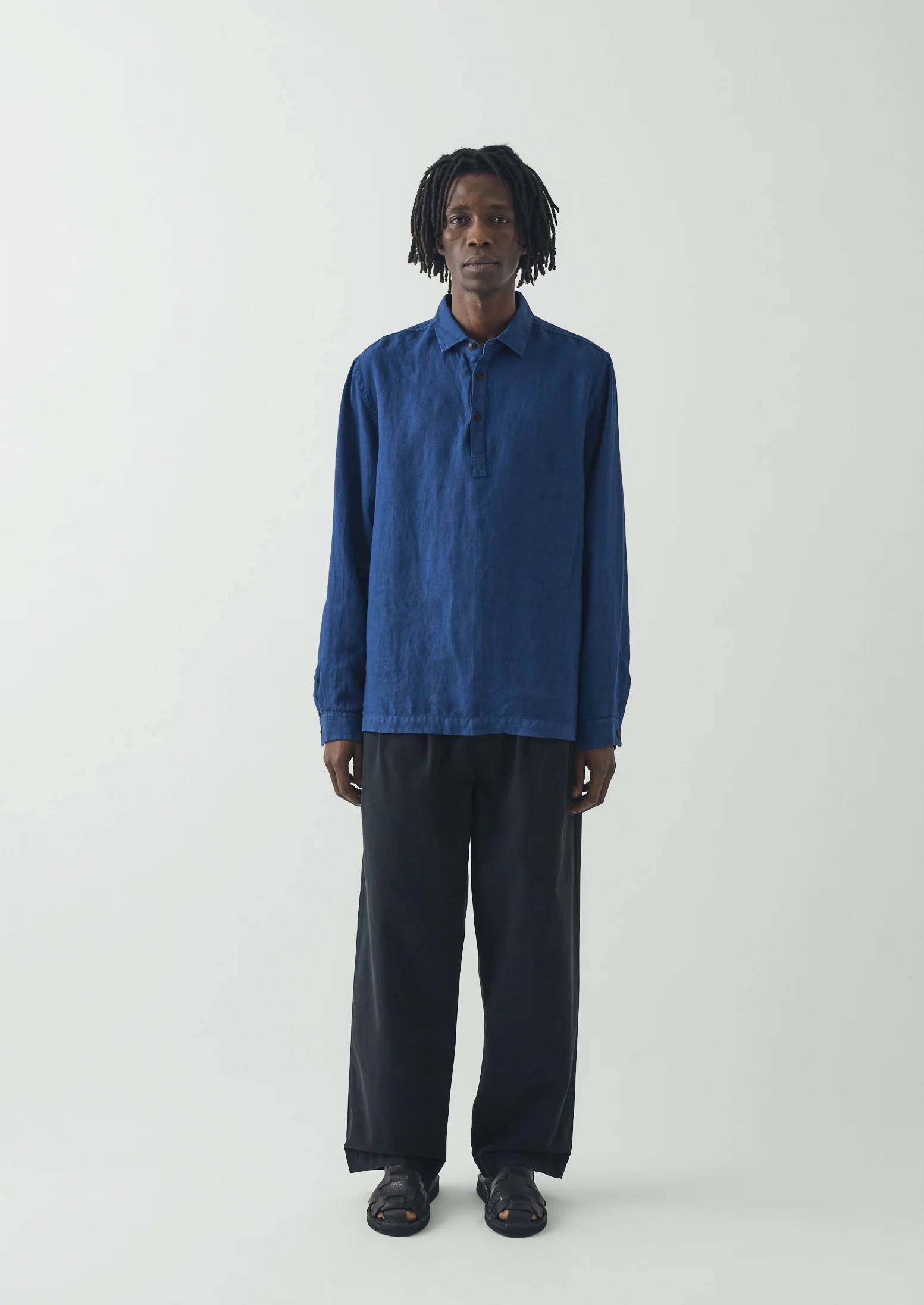 Half Placket Linen Shirt | Cobalt - Image 3