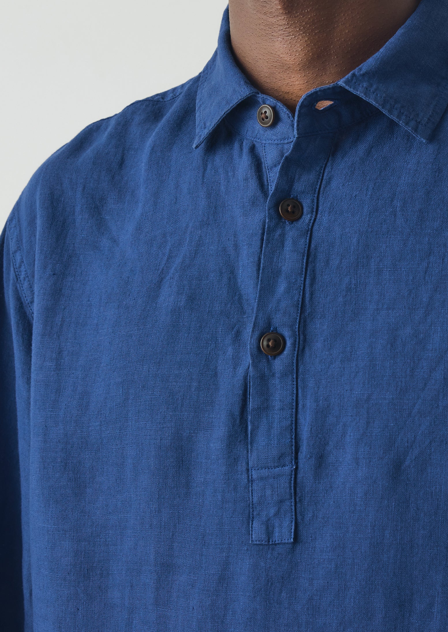 Half Placket Linen Shirt | Cobalt - Image 4