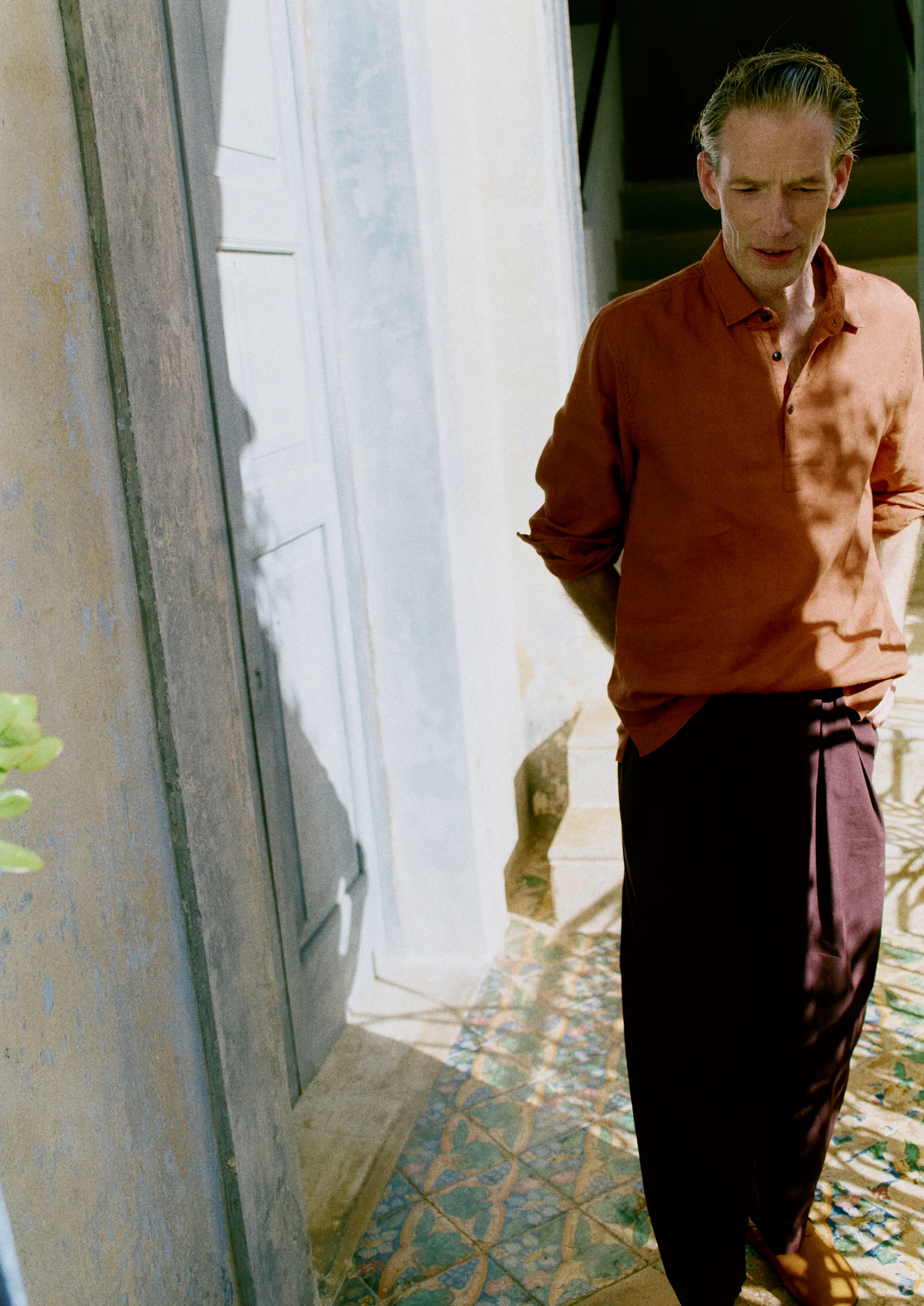 Half Placket Linen Shirt | Copper - Image 2