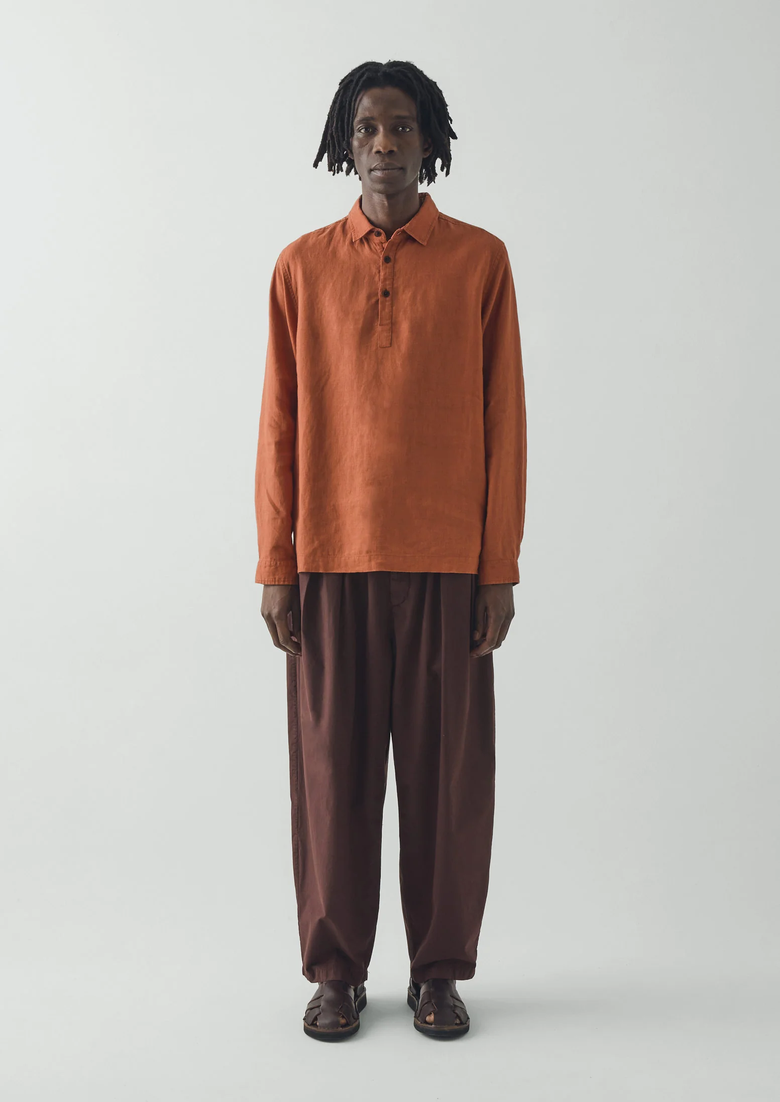 Half Placket Linen Shirt | Copper - Image 4