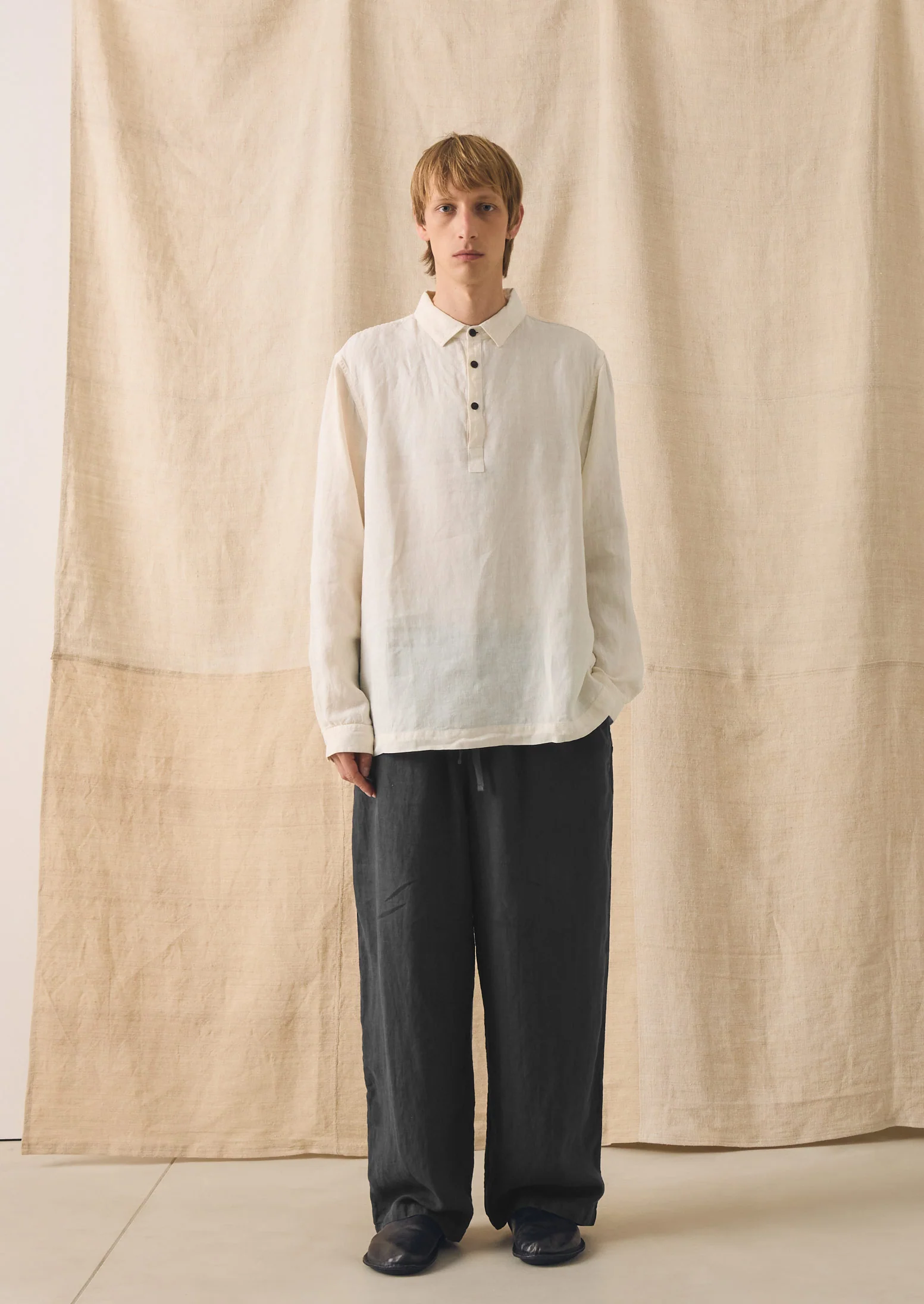 Half Placket Linen Shirt | Parchment - Image 3