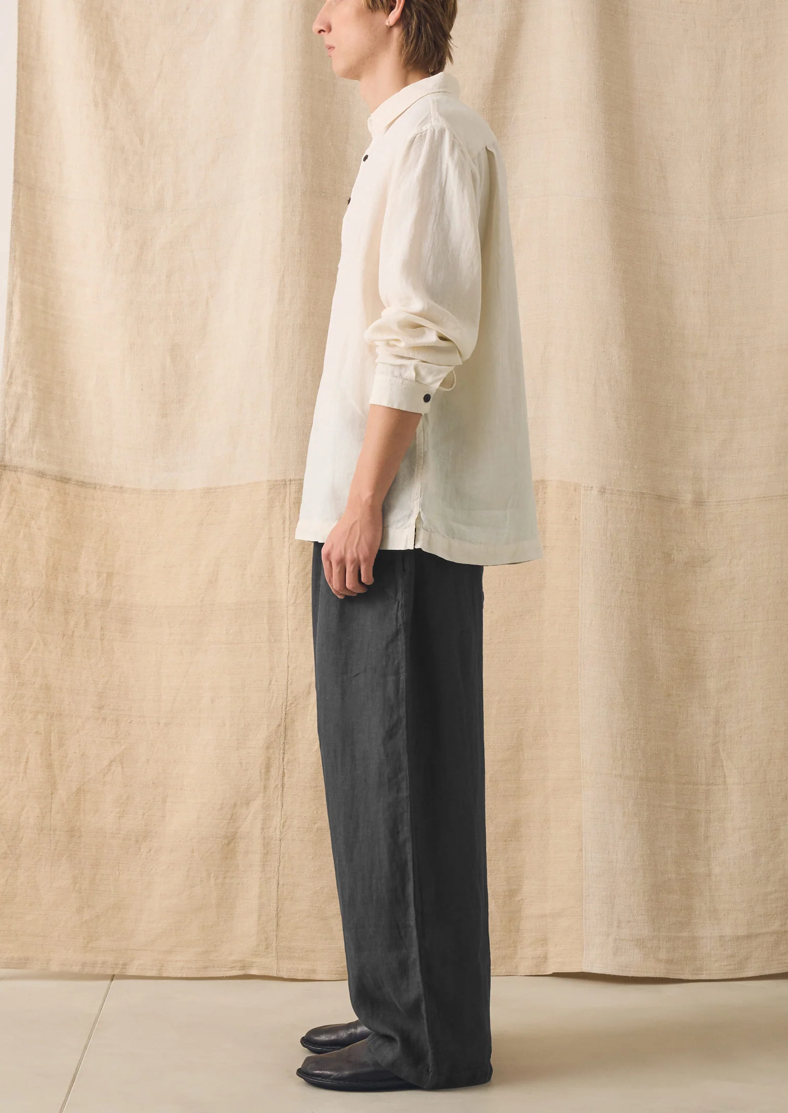 Half Placket Linen Shirt | Parchment - Image 4
