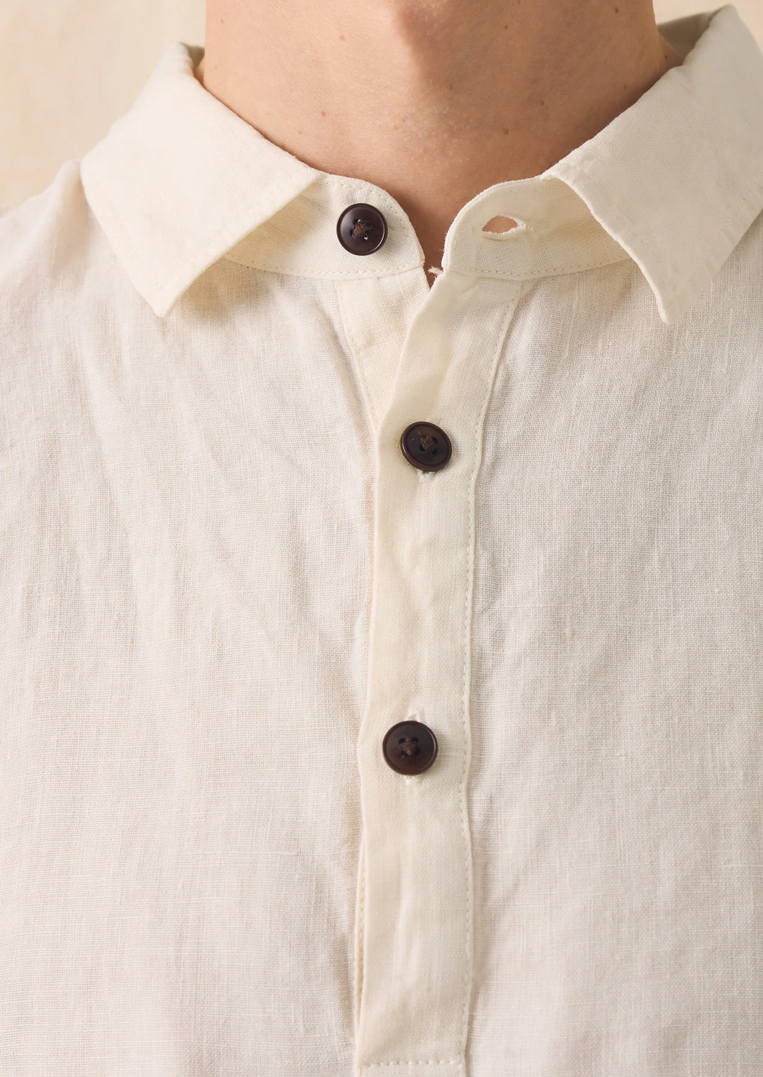 Half Placket Linen Shirt | Parchment - Image 6