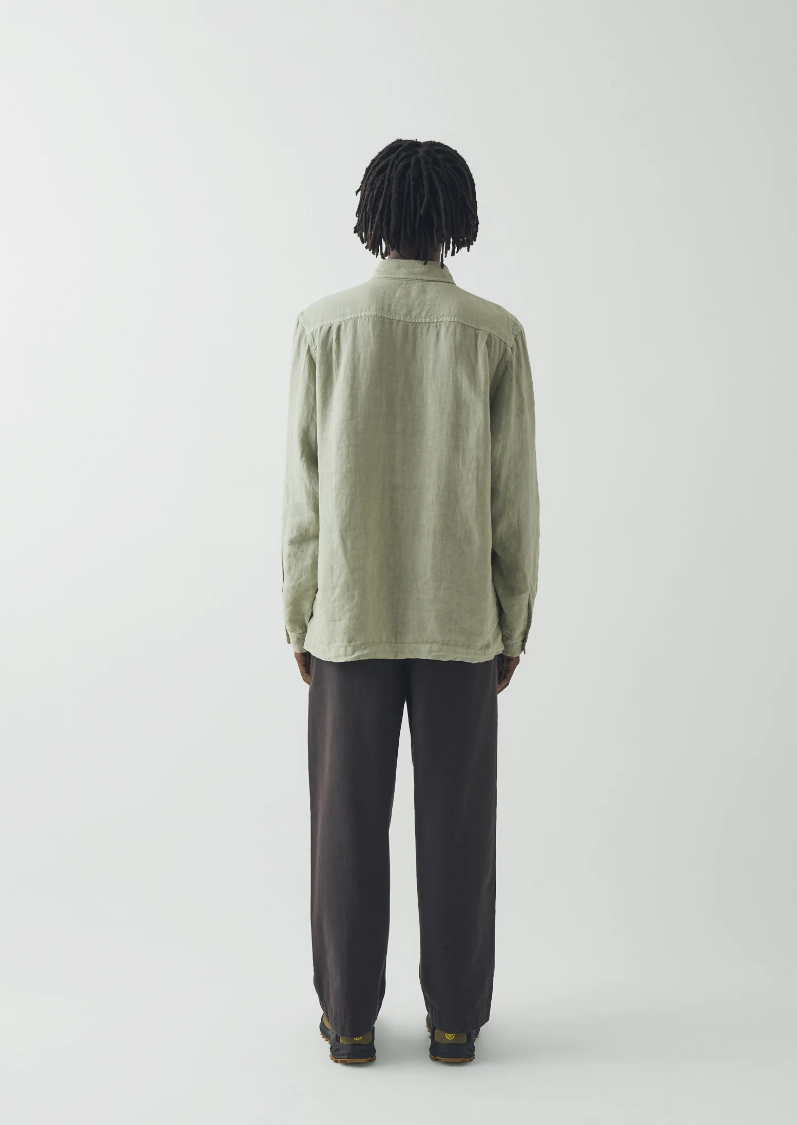Half Placket Linen Shirt | Pebble - Image 5