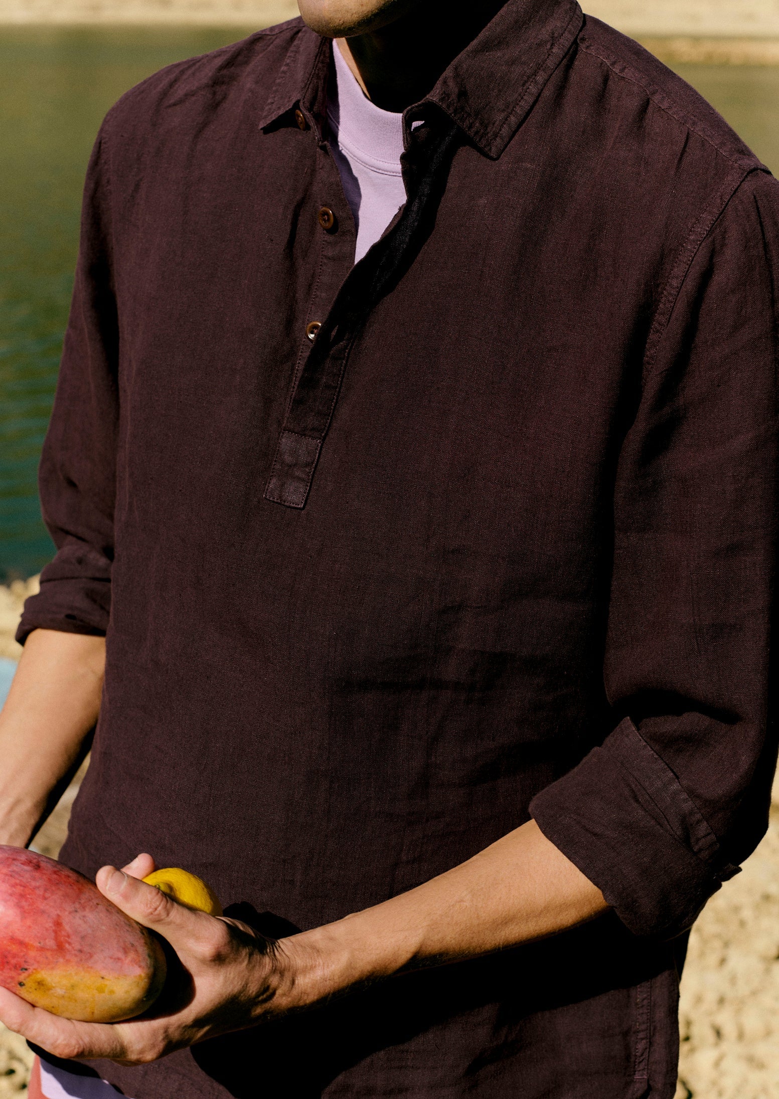 Half Placket Linen Shirt | Rich Earth - Image 2
