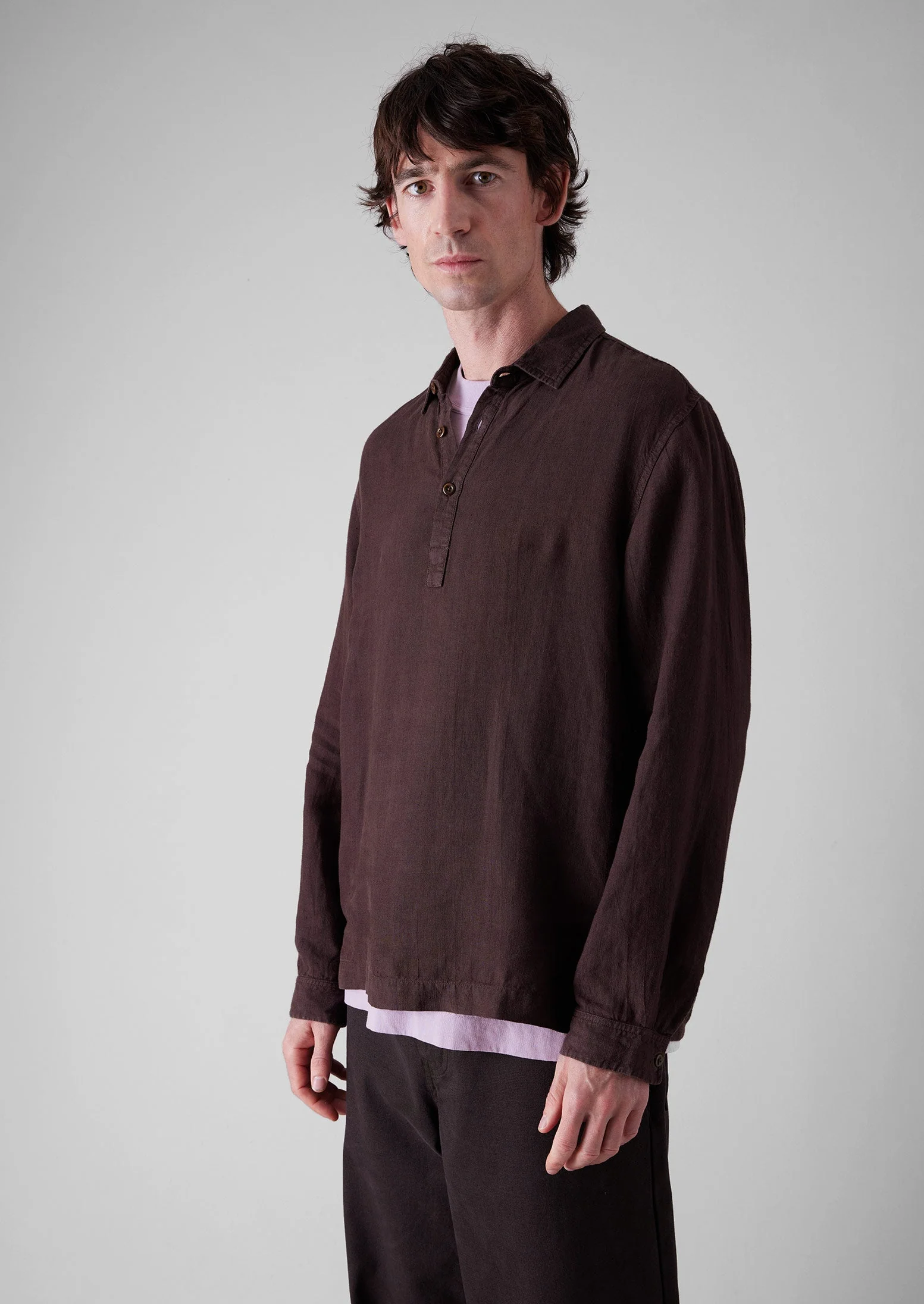 Half Placket Linen Shirt | Rich Earth - Image 4