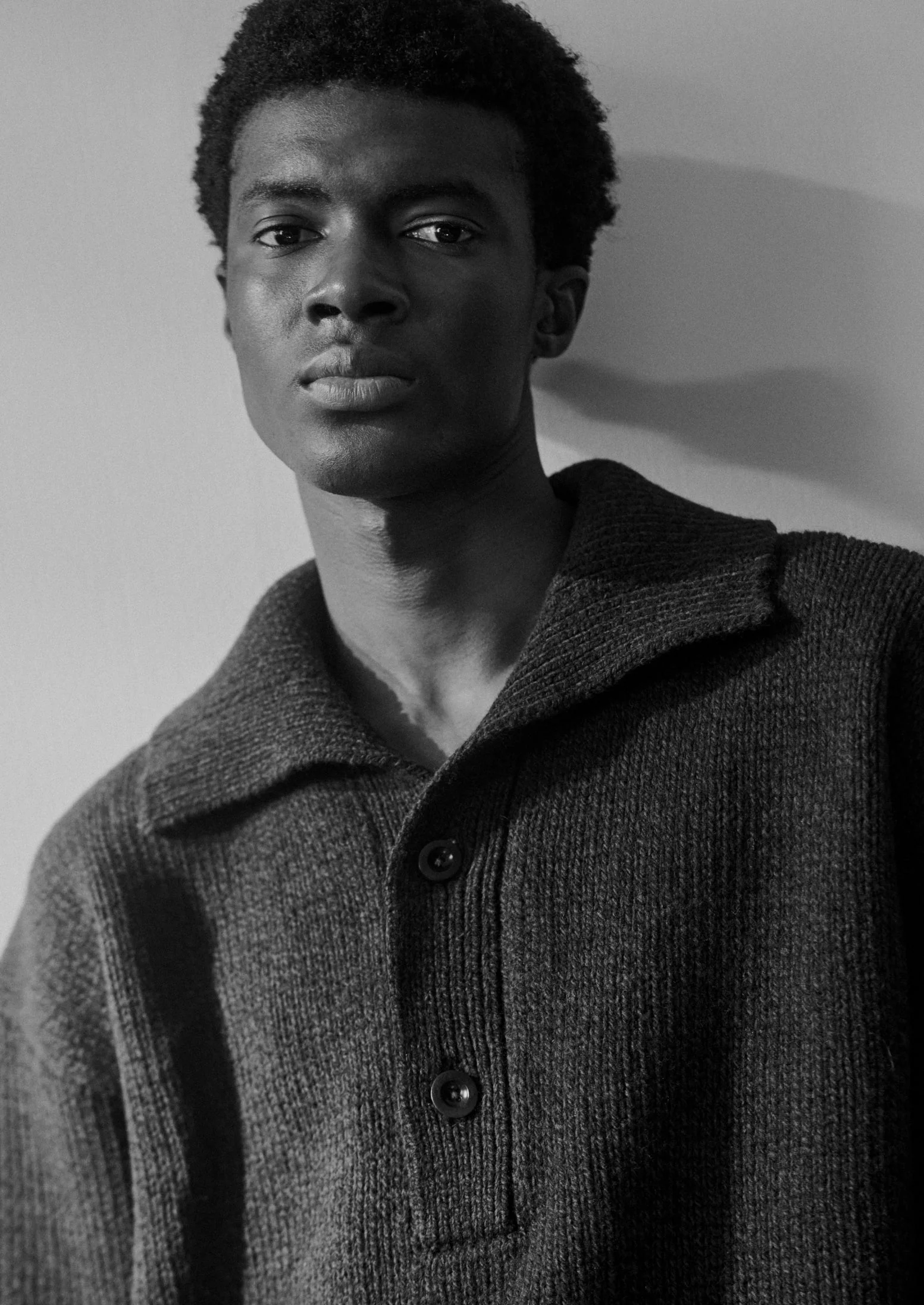 Half Placket Wool Pullover | Navy Melange - Image 2