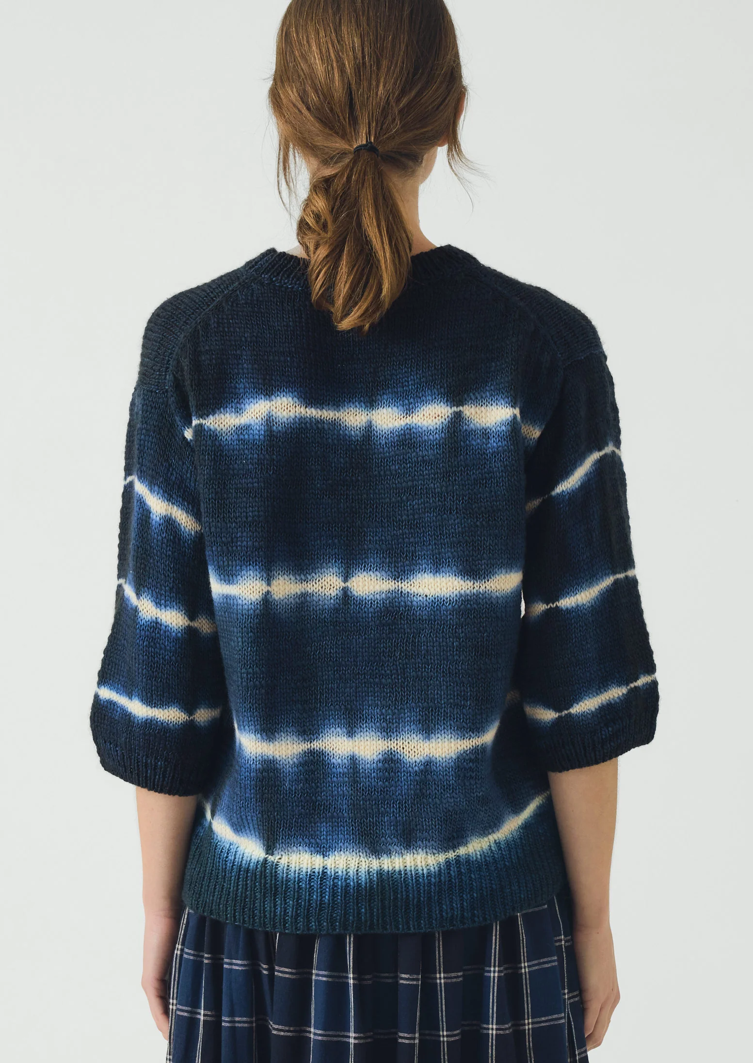 Hand Framed Shibori Knitted Top | Ink Blue - Image 3