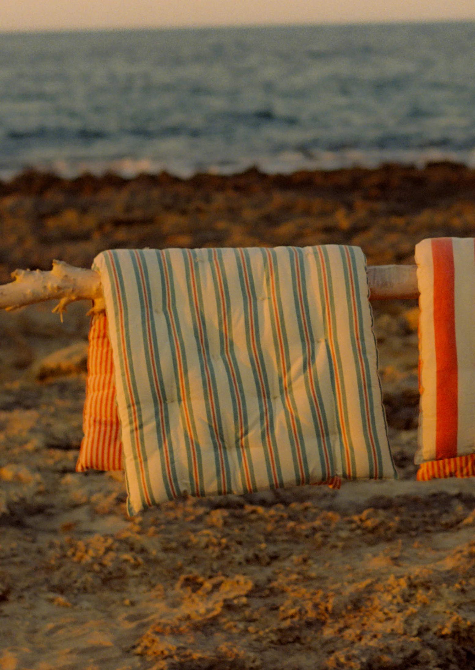Hand Woven Market Stripe Summer Mattress | Basil/Poppy - Image 2