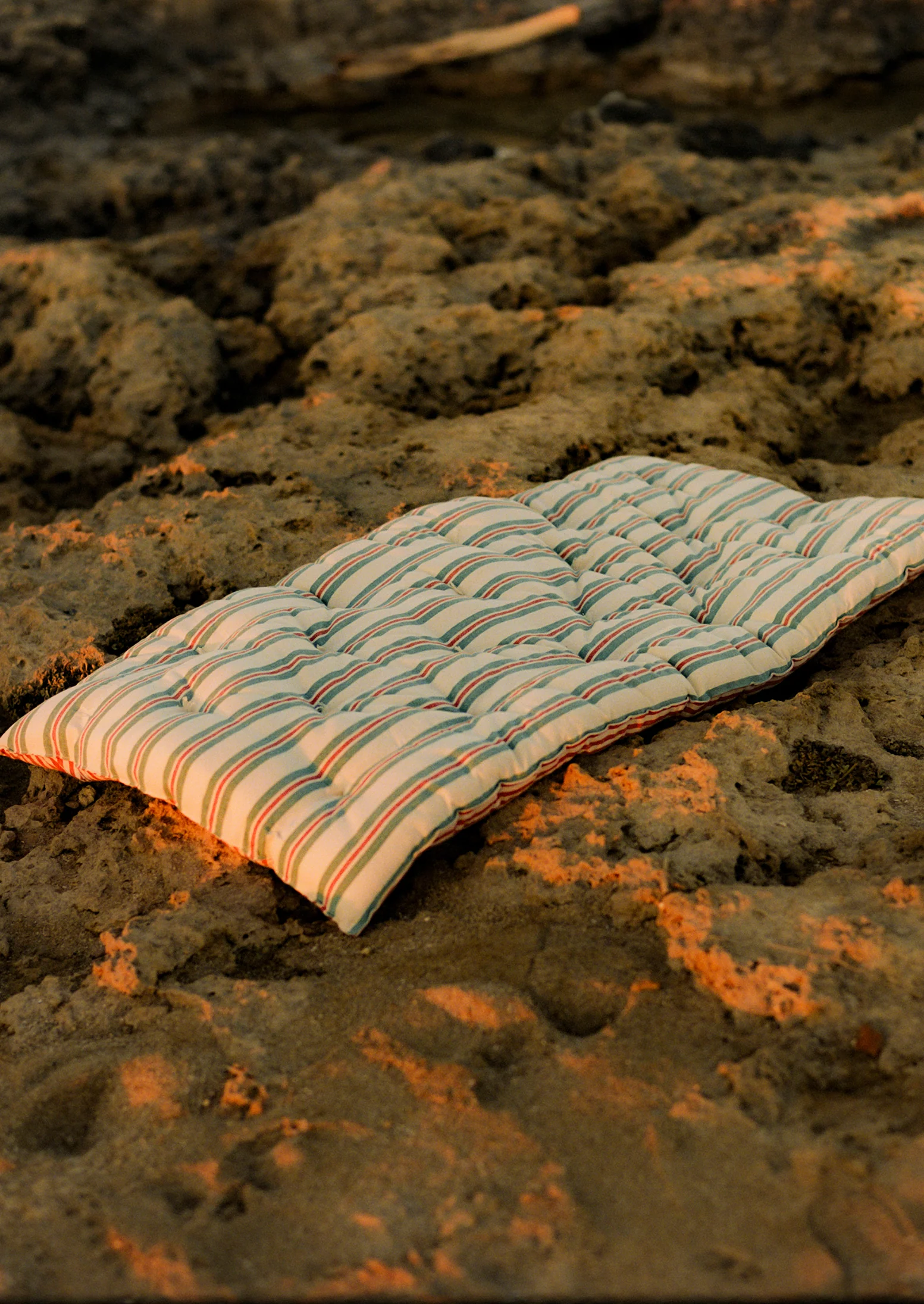 Hand Woven Market Stripe Summer Mattress | Basil/Poppy - Image 3