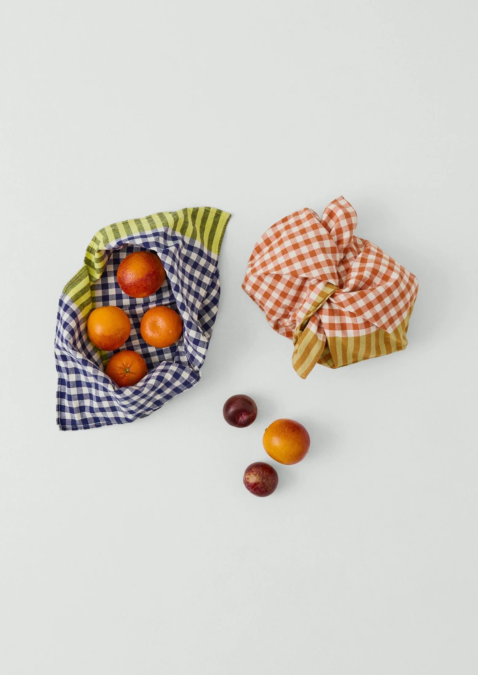 Hand Woven Siesta Check Bread Bag | Cobalt/Citrus - Image 2