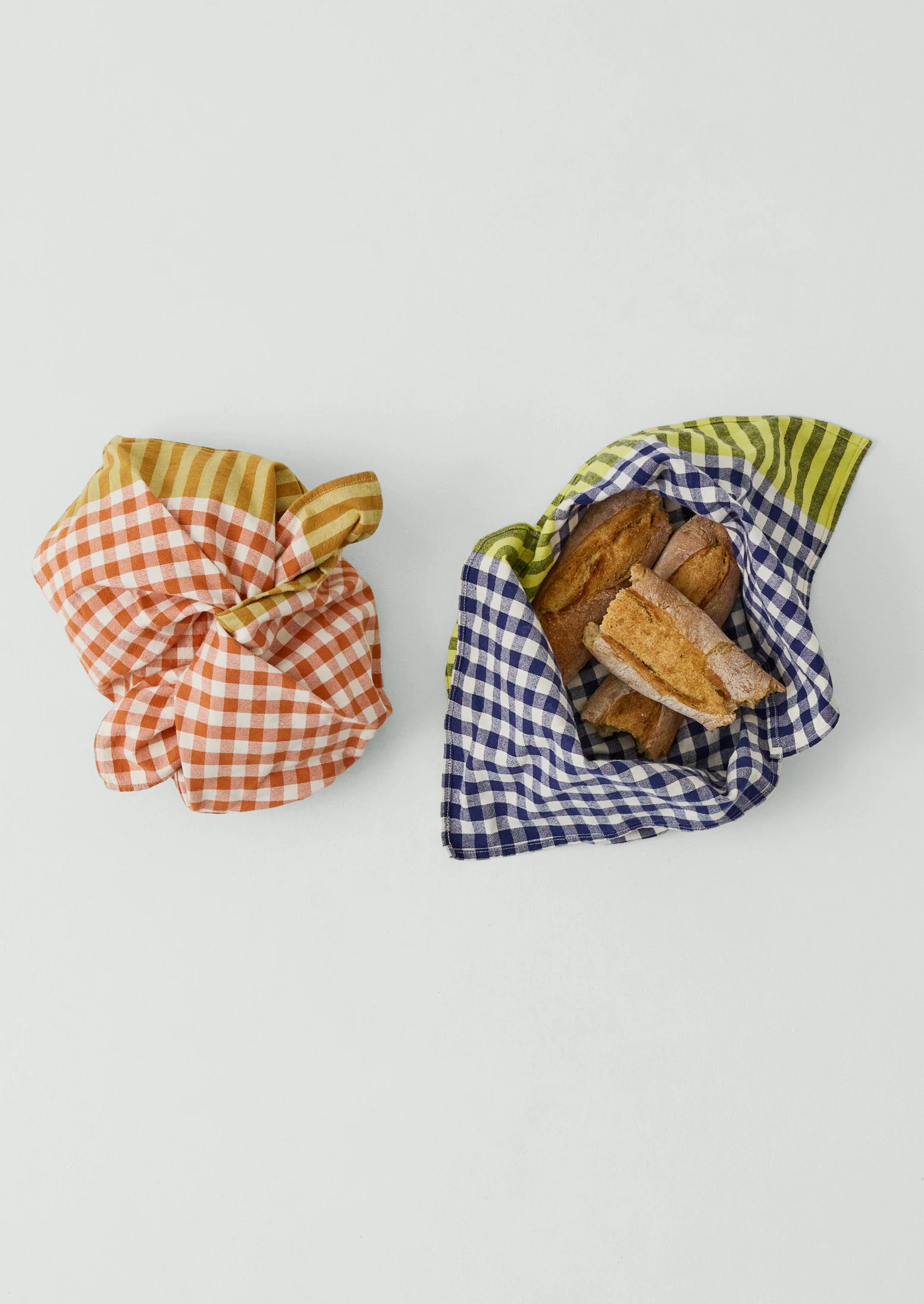 Hand Woven Siesta Check Bread Bag | Cobalt/Citrus - Image 3