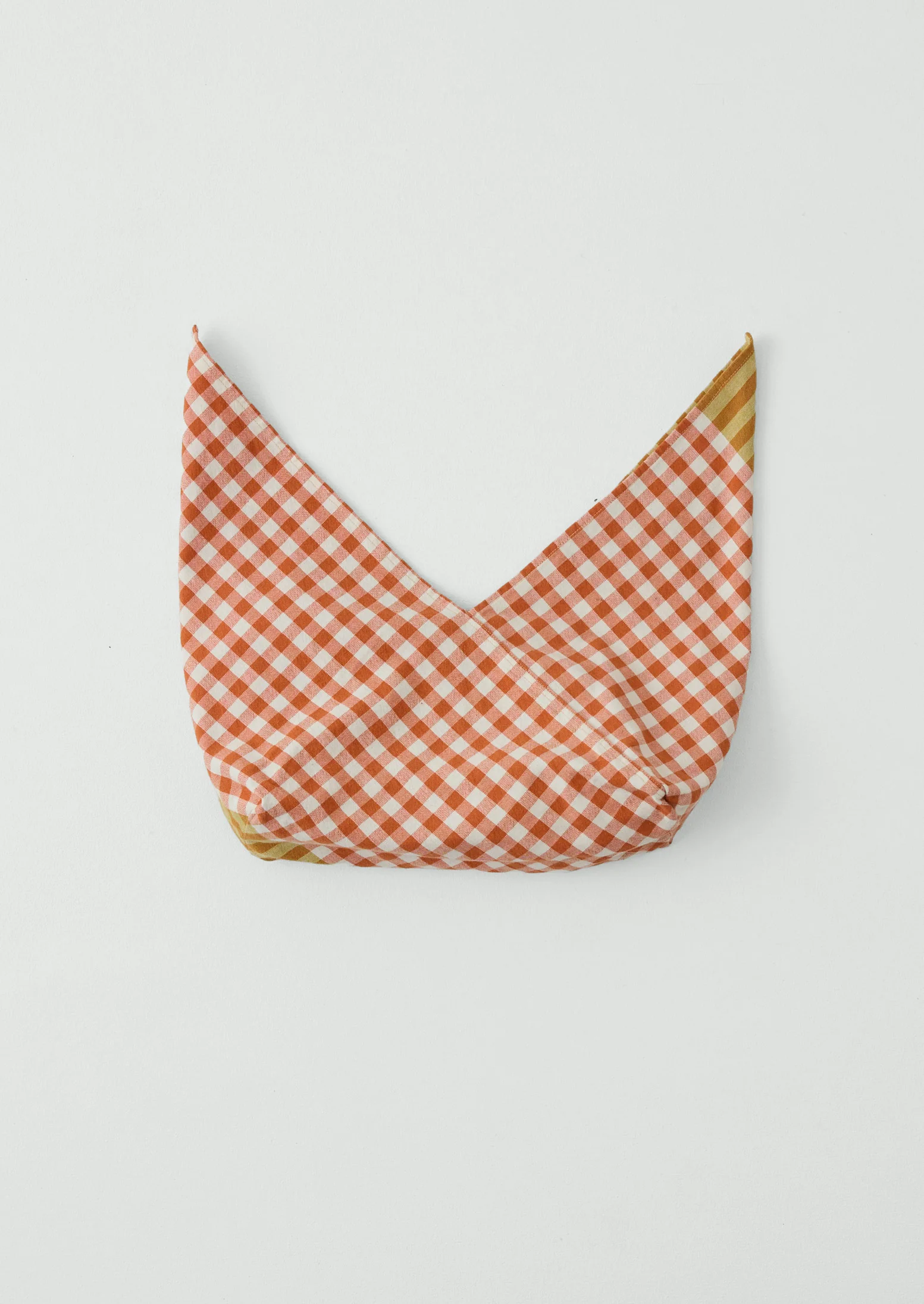 Hand Woven Siesta Check Bread Bag | Peach/Bright Olive - Image 4