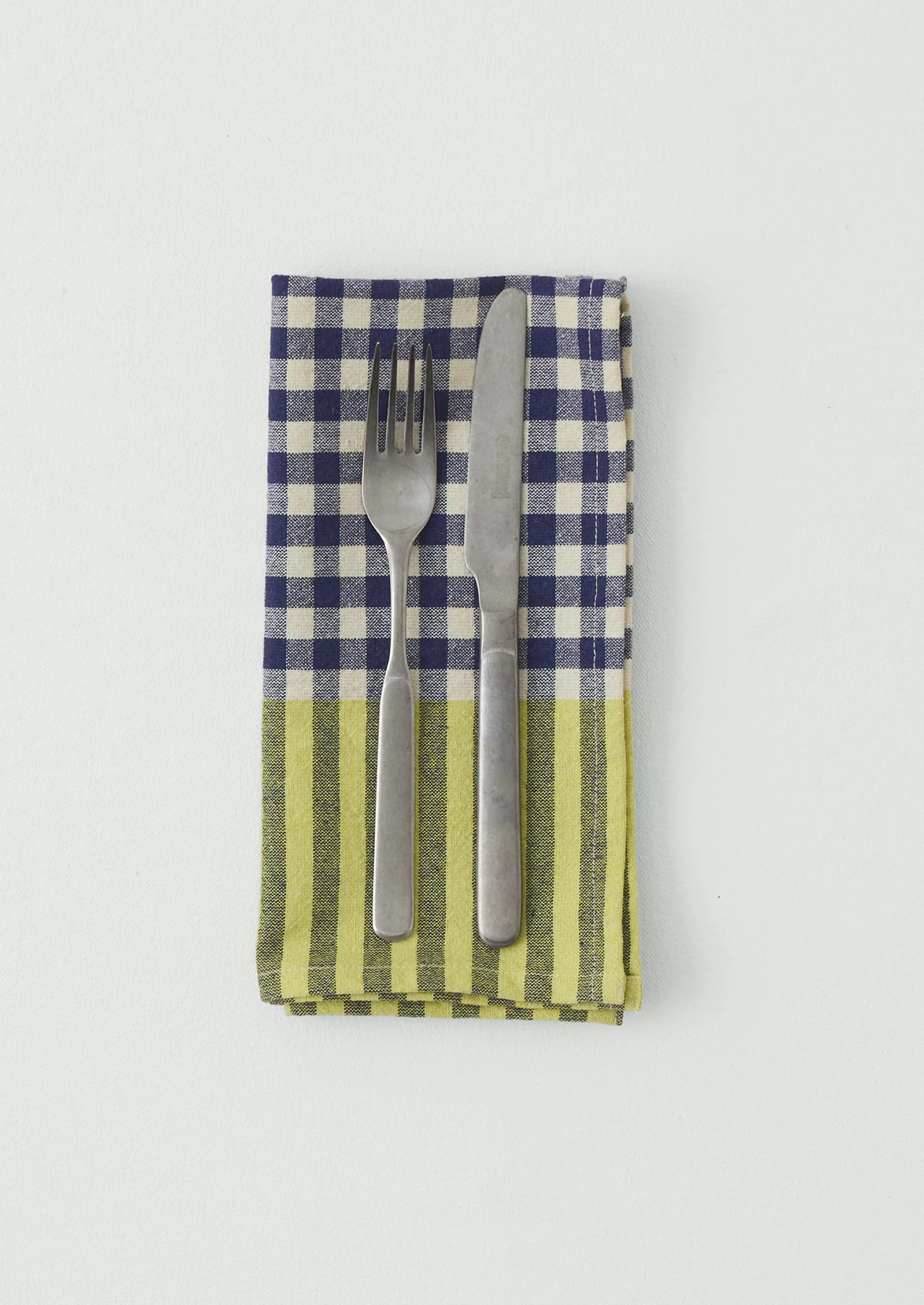 Hand Woven Siesta Check Napkin | Cobalt/Citrus - Image 3