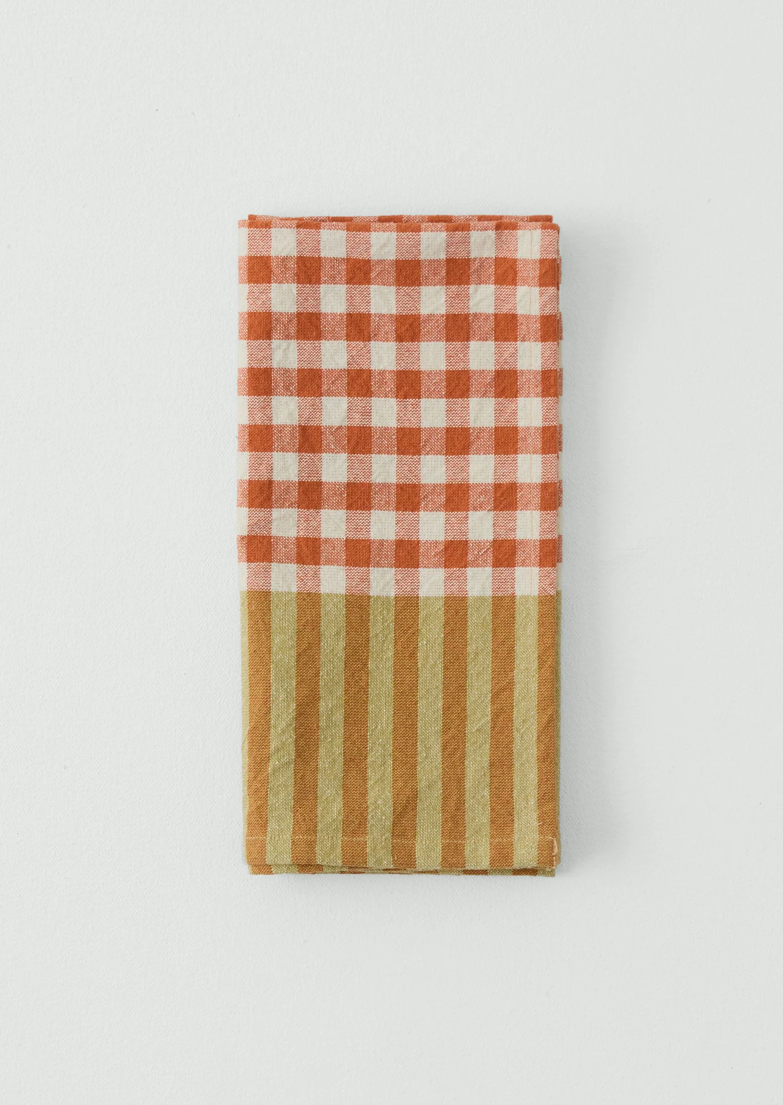 Hand Woven Siesta Check Napkin | Peach/Bright Olive
