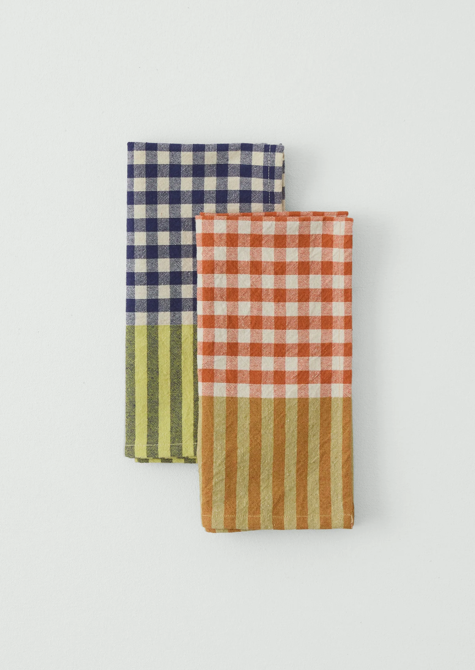 Hand Woven Siesta Check Napkin | Peach/Bright Olive - Image 3